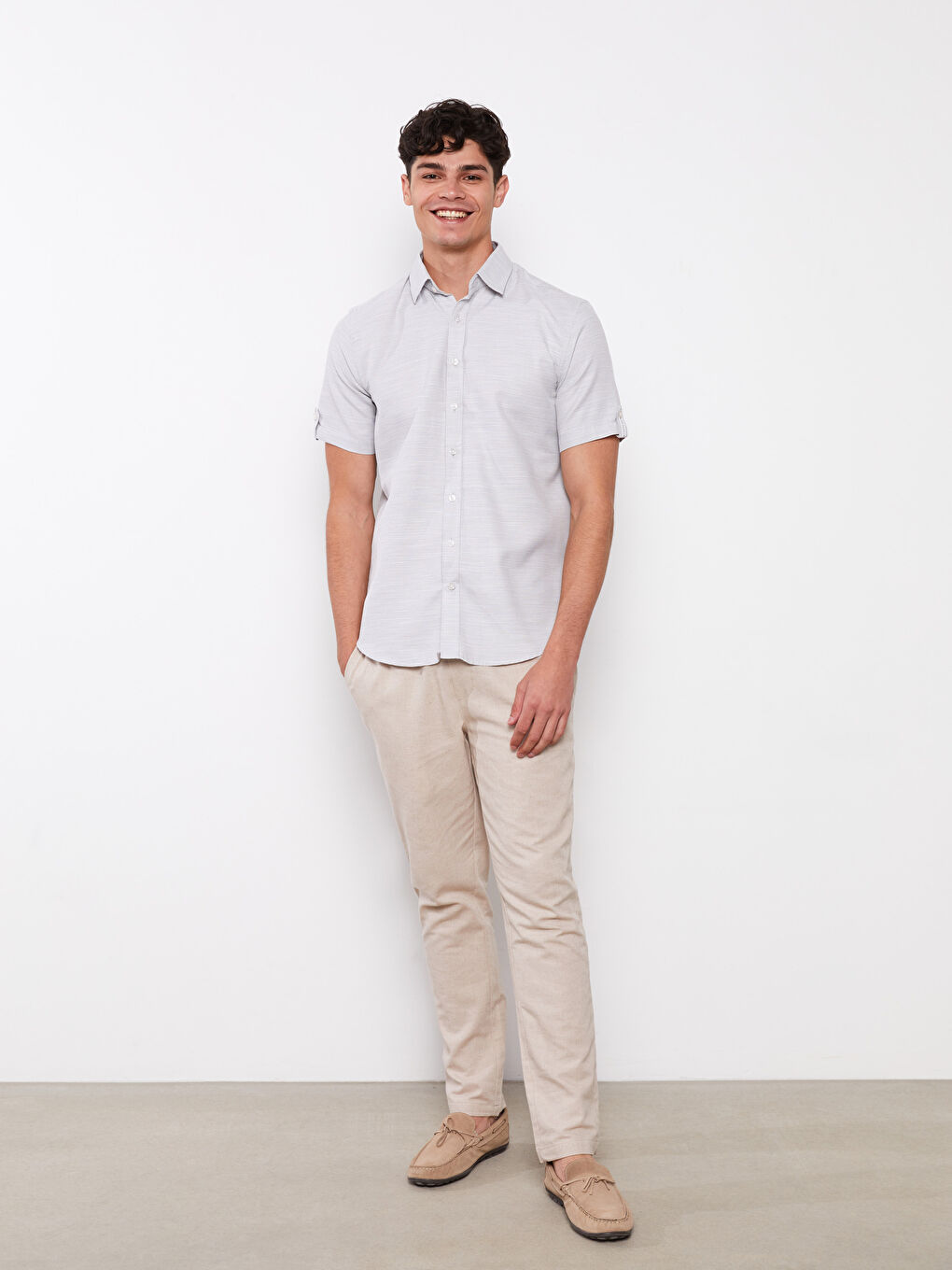 Haki Regular Fit Kısa Kollu Erkek Gömlek-1