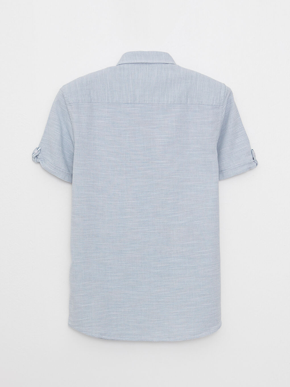 Turkuaz Slim Fit Kısa Kollu Armürlü Erkek Gömlek-6