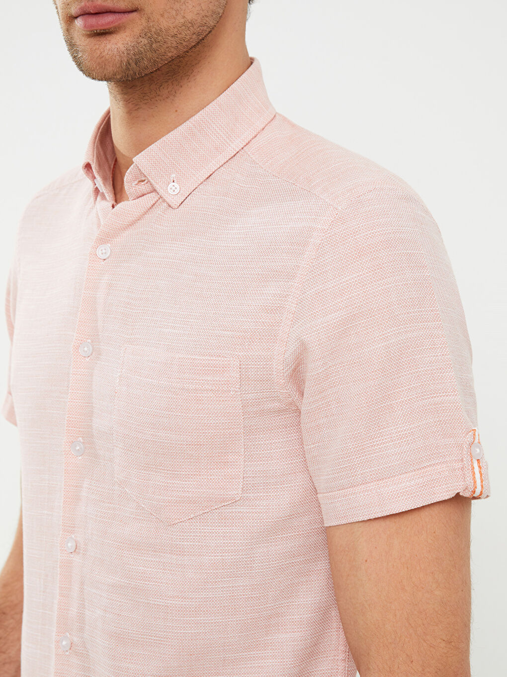 Рубашка Мужская Слим Фит С Коротким Рукавом Из Ткани Добби-2