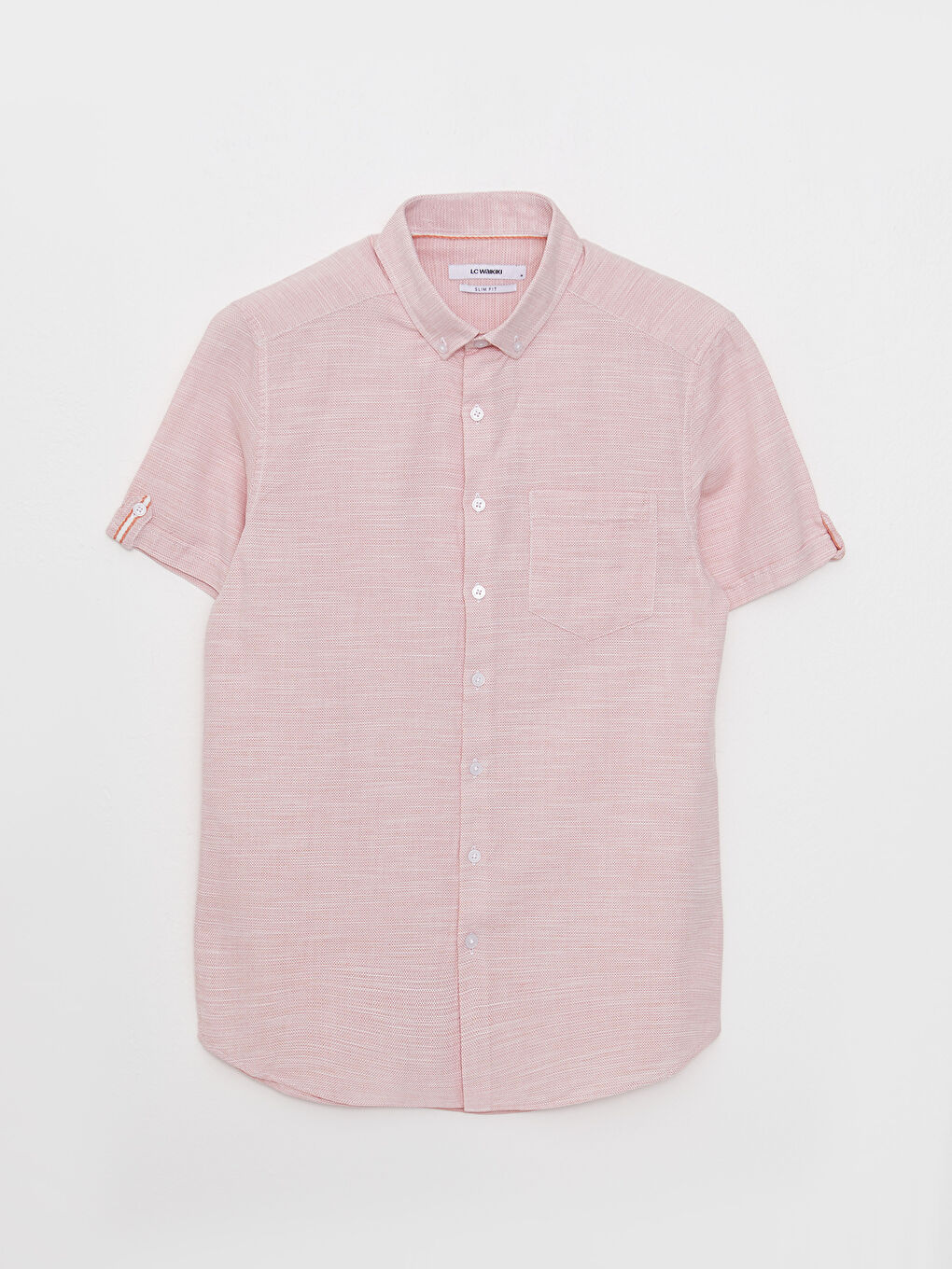 Рубашка Мужская Слим Фит С Коротким Рукавом Из Ткани Добби-4