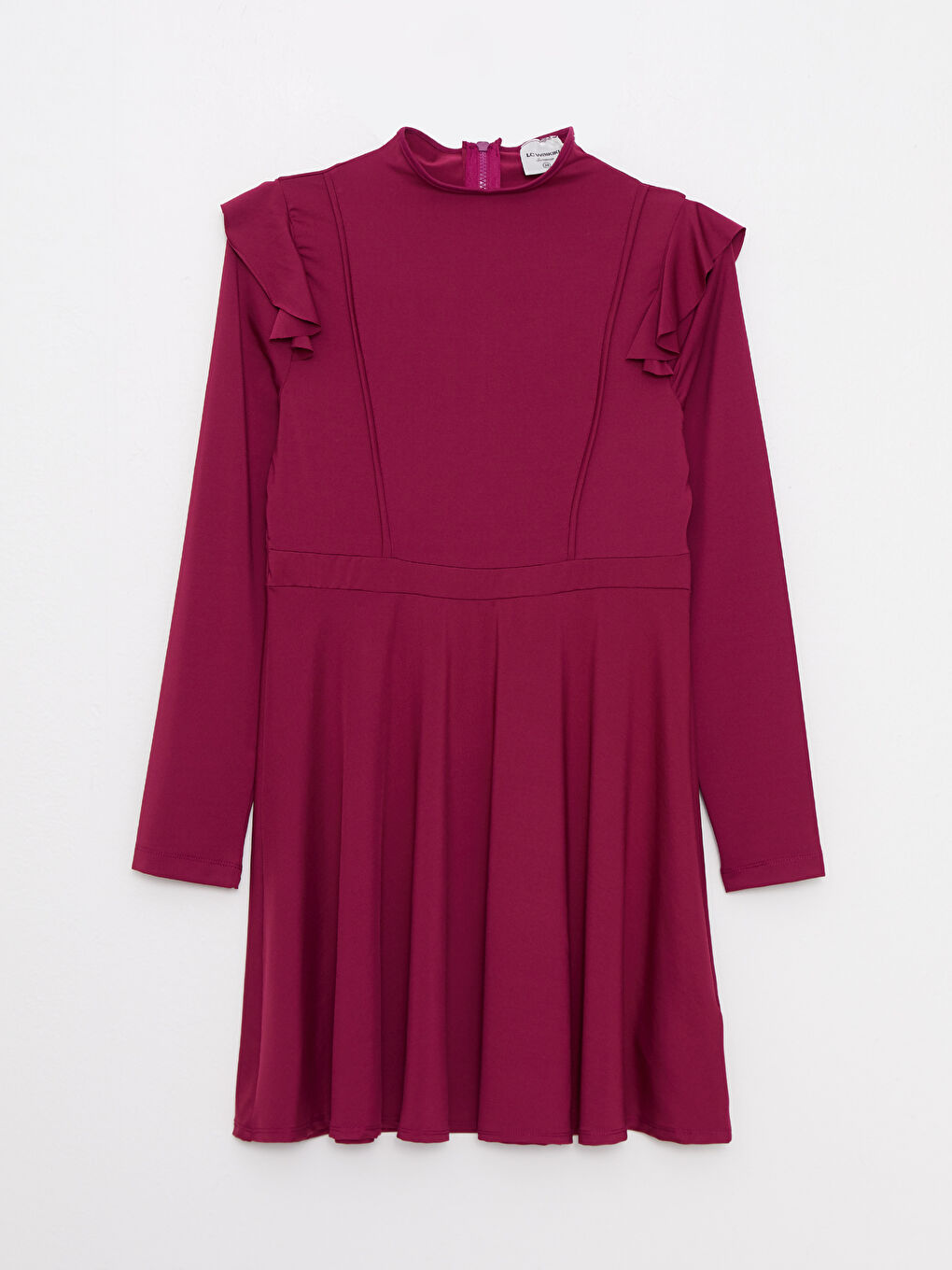 Mürdüm Dik Yaka Düz Uzun Kollu Kadın Tesettür Mayo Takımı-5