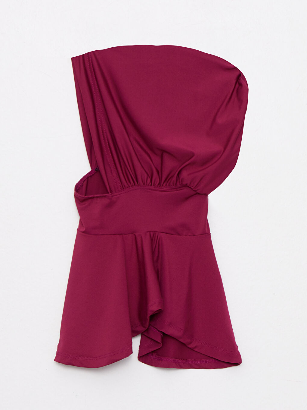 Mürdüm Dik Yaka Düz Uzun Kollu Kadın Tesettür Mayo Takımı-7