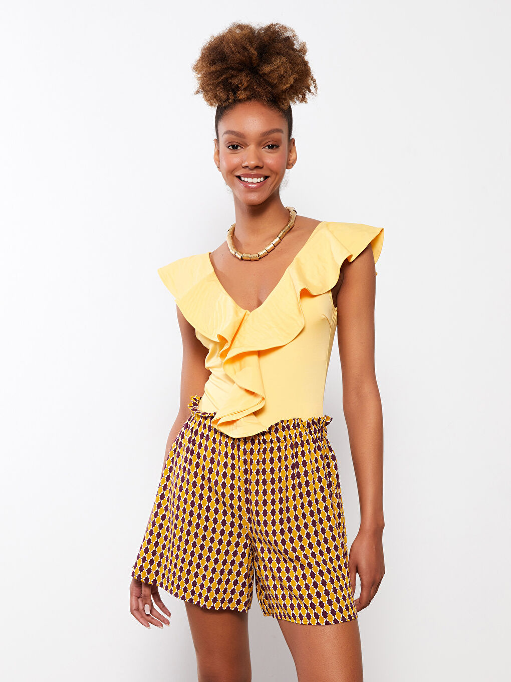 شورت سباحة مطبوع بخصر مطاطي فيسكوز للسيدات