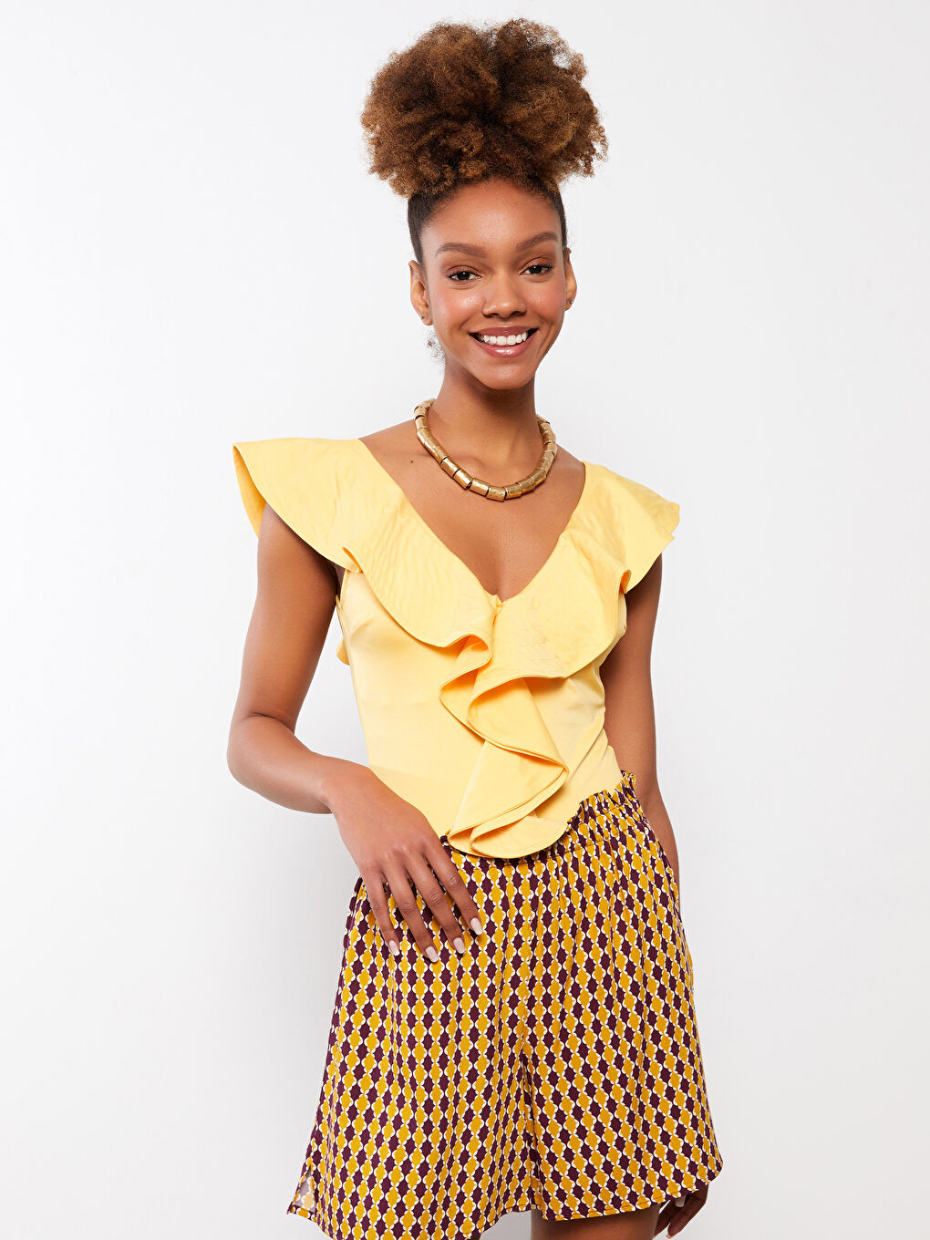 شورت سباحة مطبوع بخصر مطاطي فيسكوز للسيدات-1