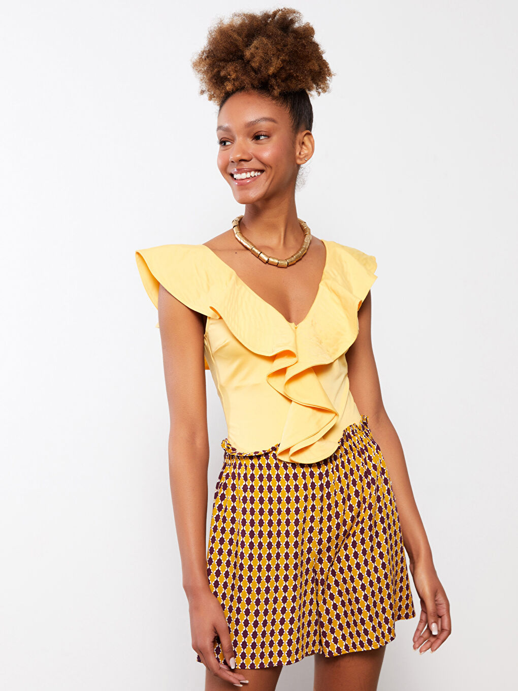 شورت سباحة مطبوع بخصر مطاطي فيسكوز للسيدات-2