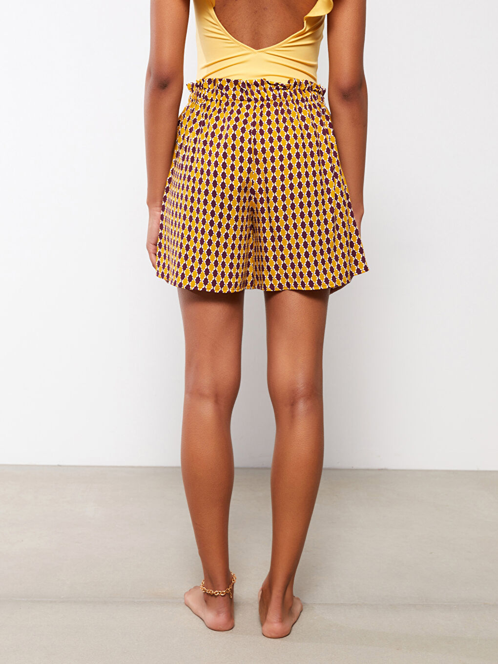 شورت سباحة مطبوع بخصر مطاطي فيسكوز للسيدات-6