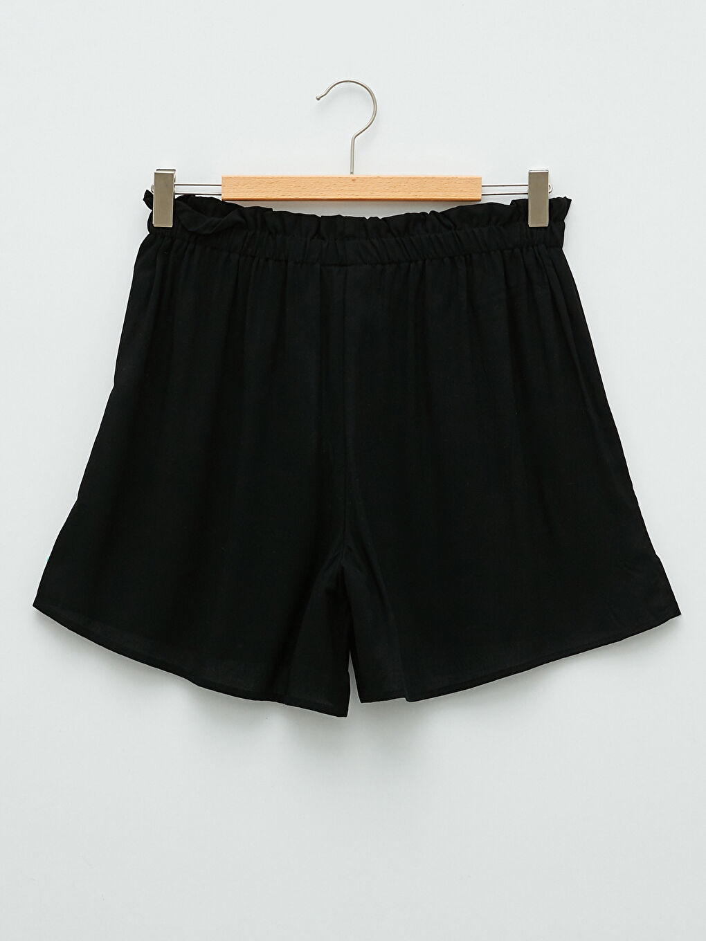 Pantaloni Scurți Marine din Vâscoză Simpli cu Talie Elastică pentru Femei-7