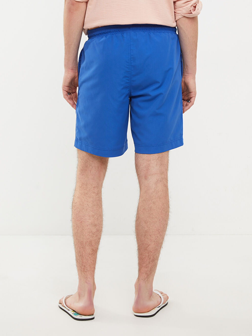 Mavi Kısa Boy Baskılı Erkek Deniz Şortu-8