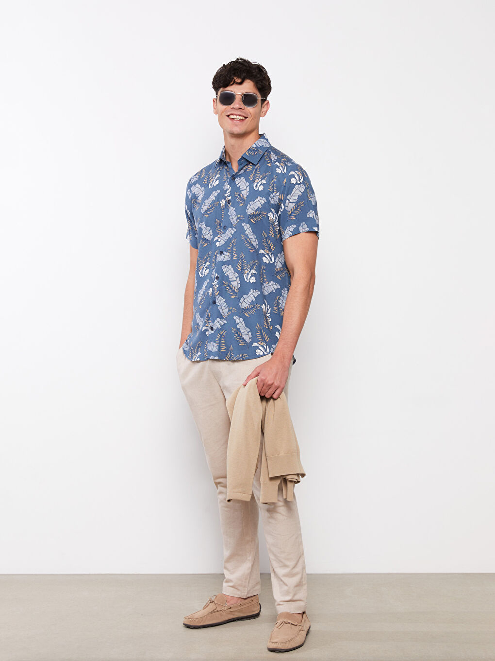 SOUTHBLUE Regular Fit Short Sleeve Patterned Viscose Men's Shirt -S2CG29Z8-LS3