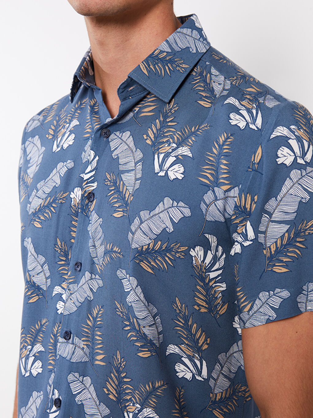 SOUTHBLUE Regular Fit Short Sleeve Patterned Viscose Men's Shirt -S2CG29Z8-LS3
