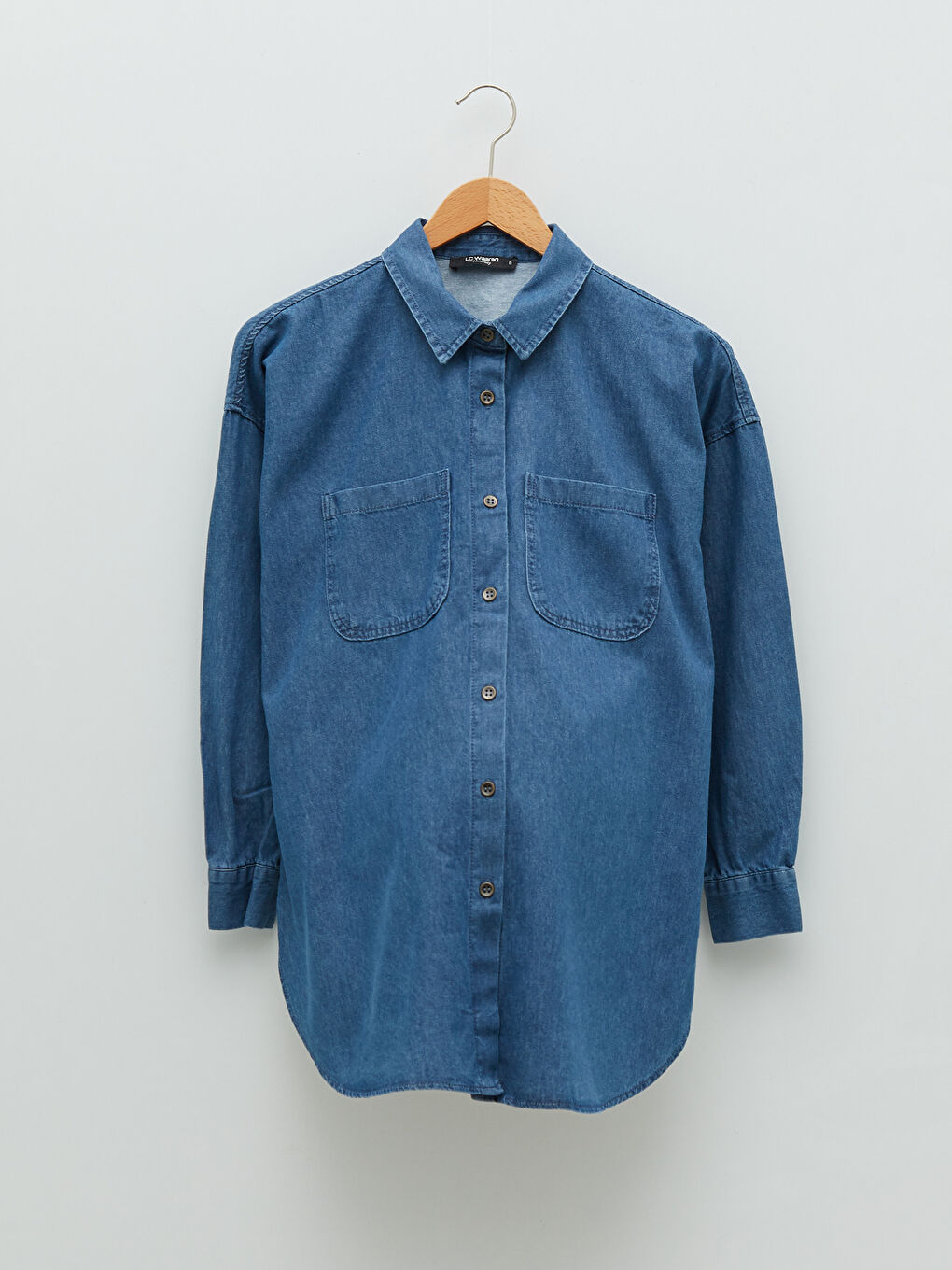 LCWAIKIKI Maternity Front Button Closure Plain Long Sleeve Maternity Jean Shirt -S2CG34Z8-507