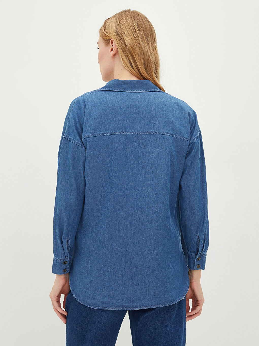 LCWAIKIKI Maternity Front Button Closure Plain Long Sleeve Maternity Jean Shirt -S2CG34Z8-507