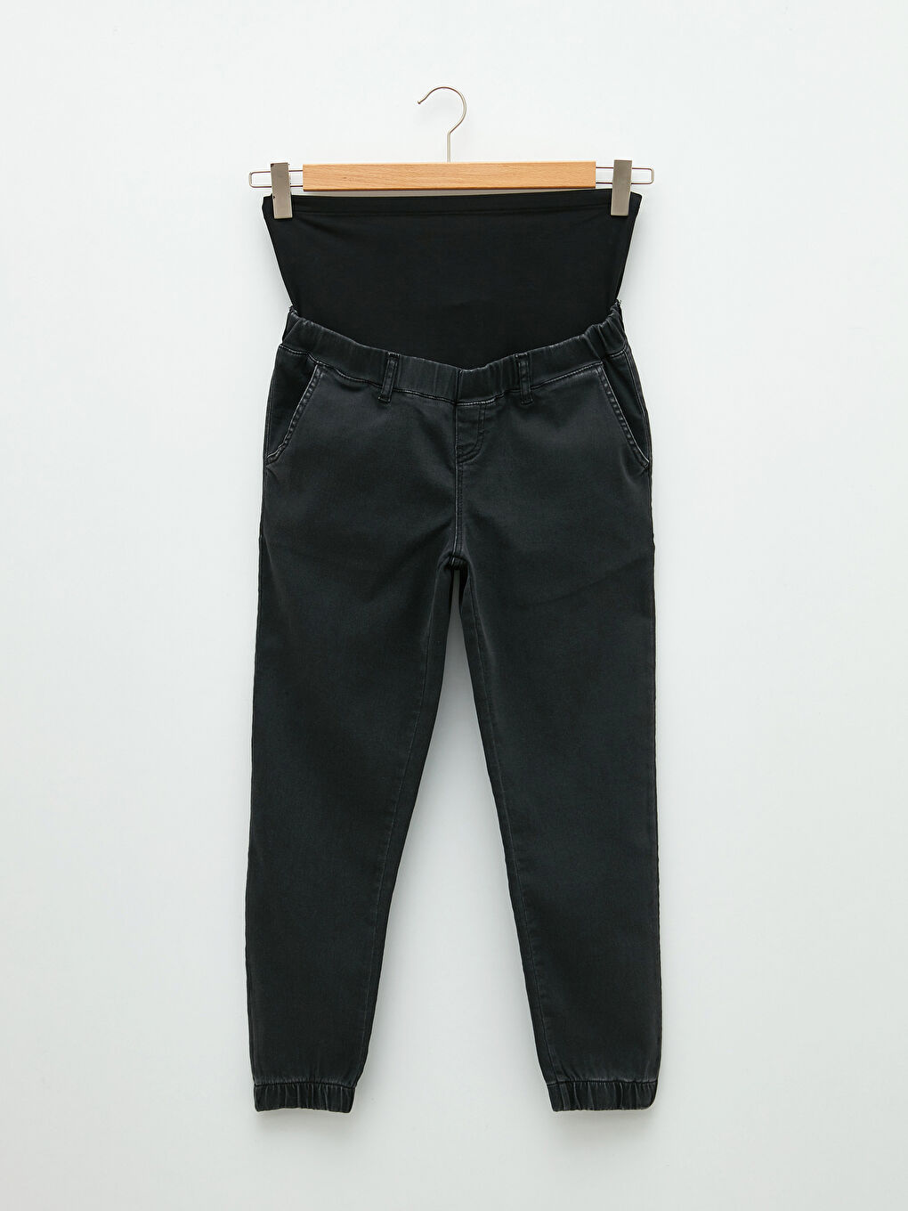 Siyah Karın Panelli Jogger Hamile Jean Pantolon-6