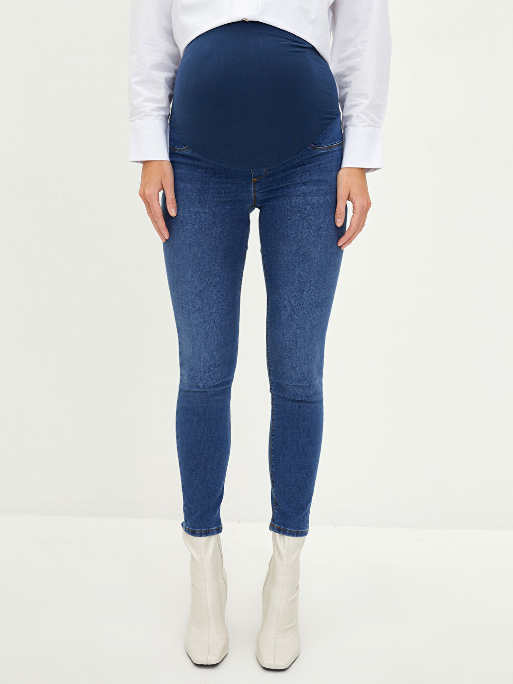 LCWAIKIKI Maternity Orta İndigo Rodeo Karın Panelli Mercury Skinny Fit Cep Detaylı Hamile Rodeo Jean Pantolon - 4