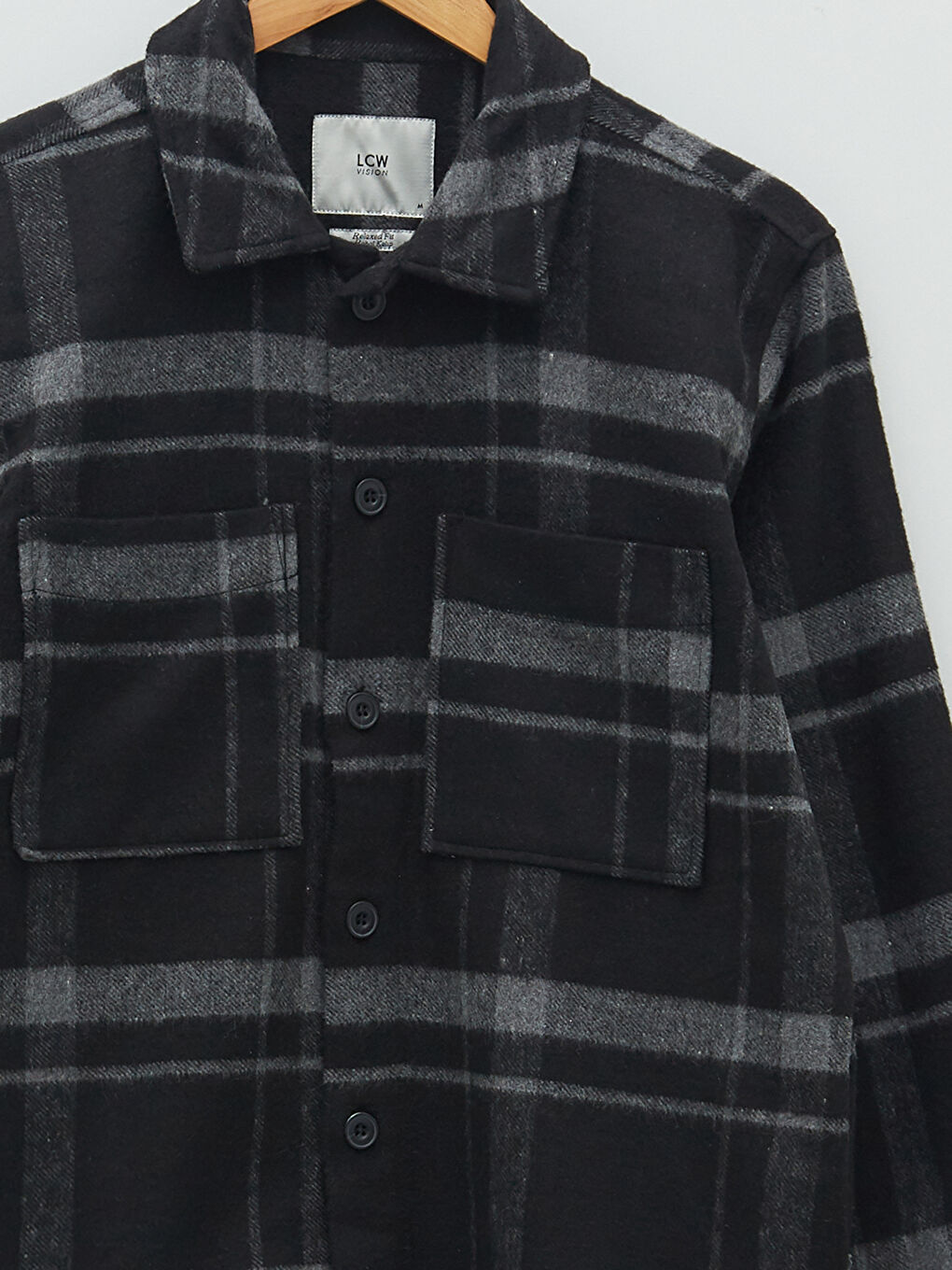 Siyah Rahat Kalıp Uzun Kollu Ekose Erkek Oduncu Gömlek Ceket-6