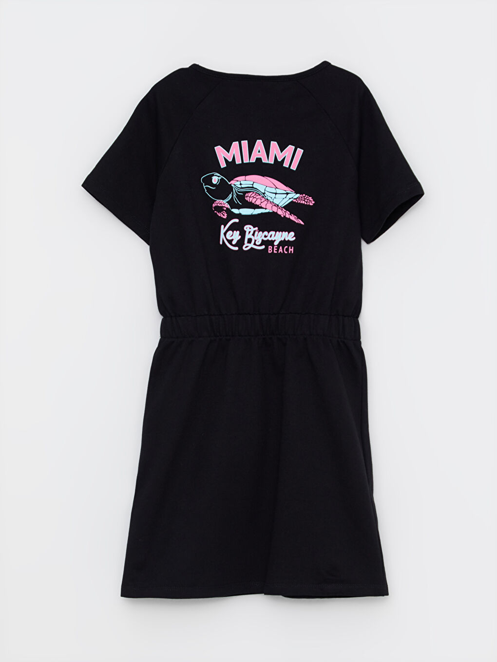 Crew Neck Printed Short Sleeve Girls' Dress-1