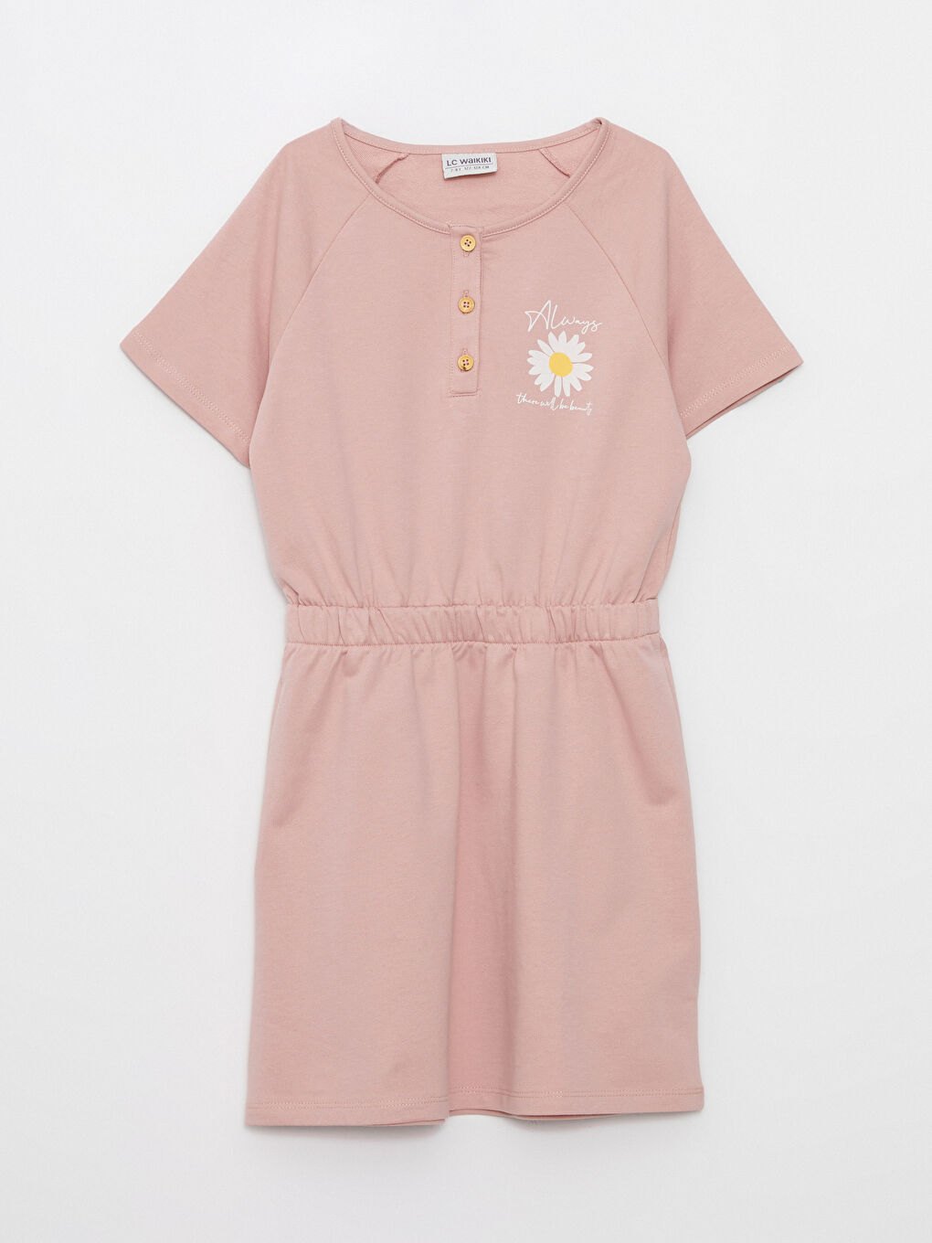 Crew Neck Printed Short Sleeve Girls' Dress