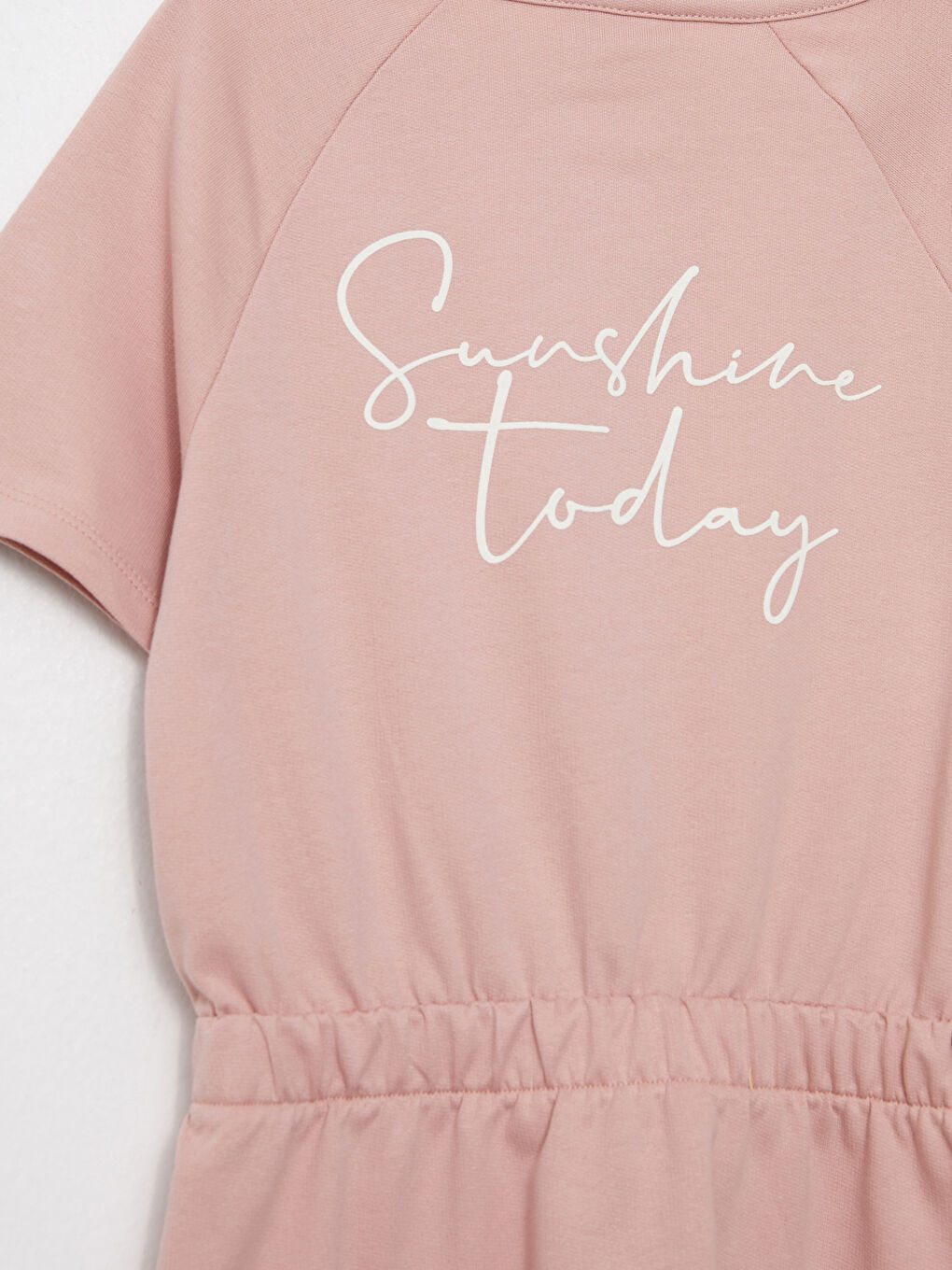 Crew Neck Printed Short Sleeve Girls' Dress-1