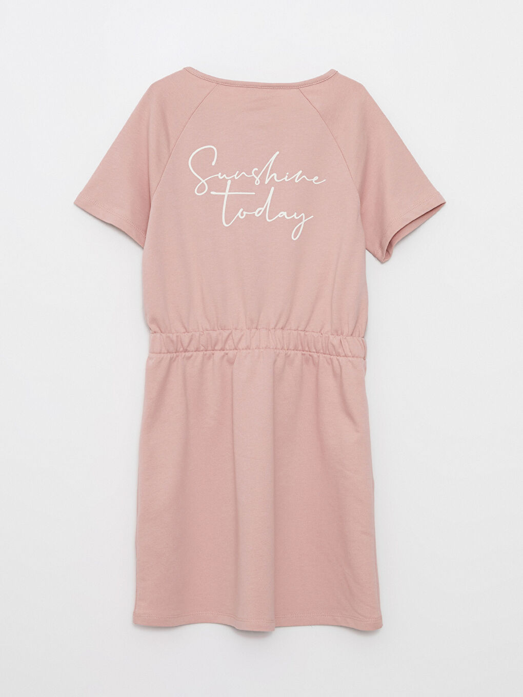 Crew Neck Printed Short Sleeve Girls' Dress-2