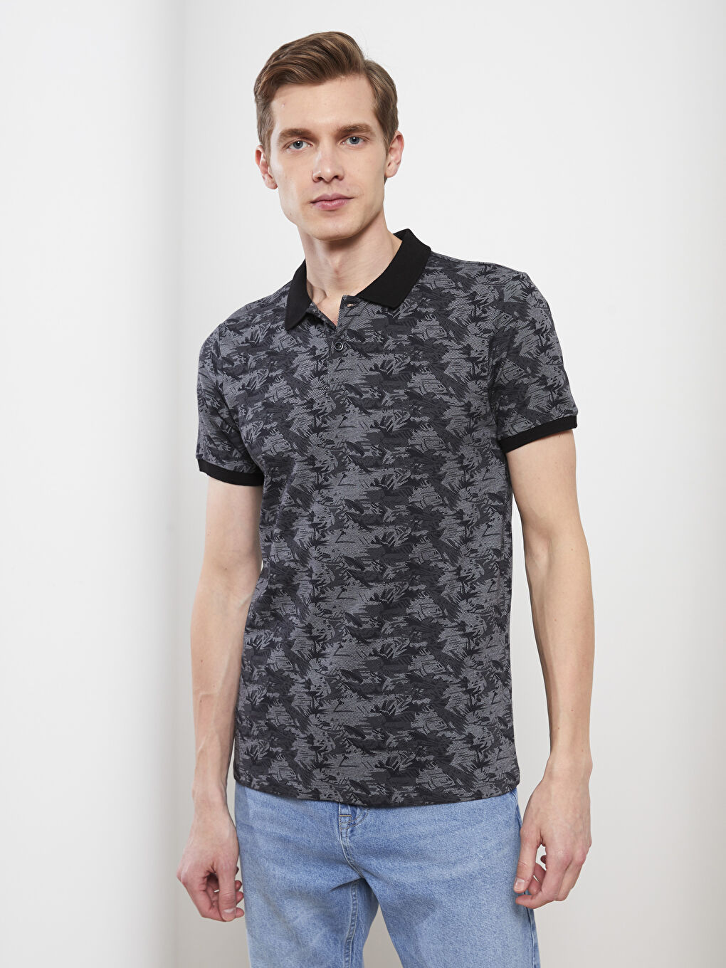 LCW Vision Polo Neck Short Sleeve Patterned Pique Men's T