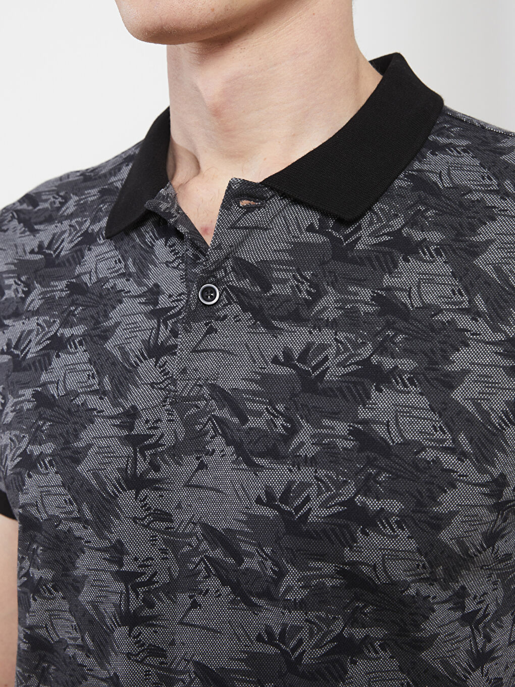 T-shirt pour Hommes à Col Polo Manches Courtes à Motifs en Piqué-3