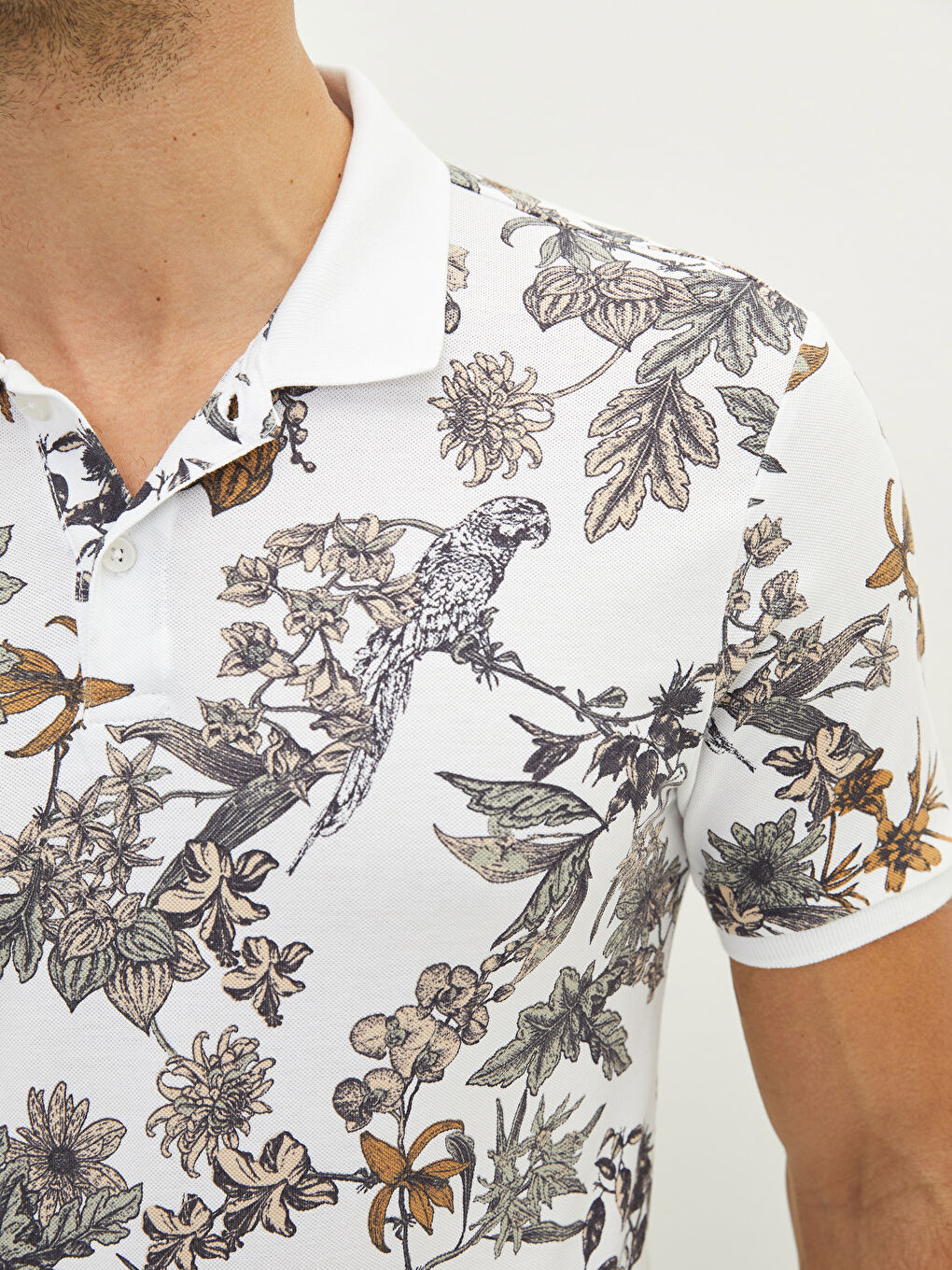 Karışık Polo Yaka Kısa Kollu Desenli Pike Erkek Tişört-3