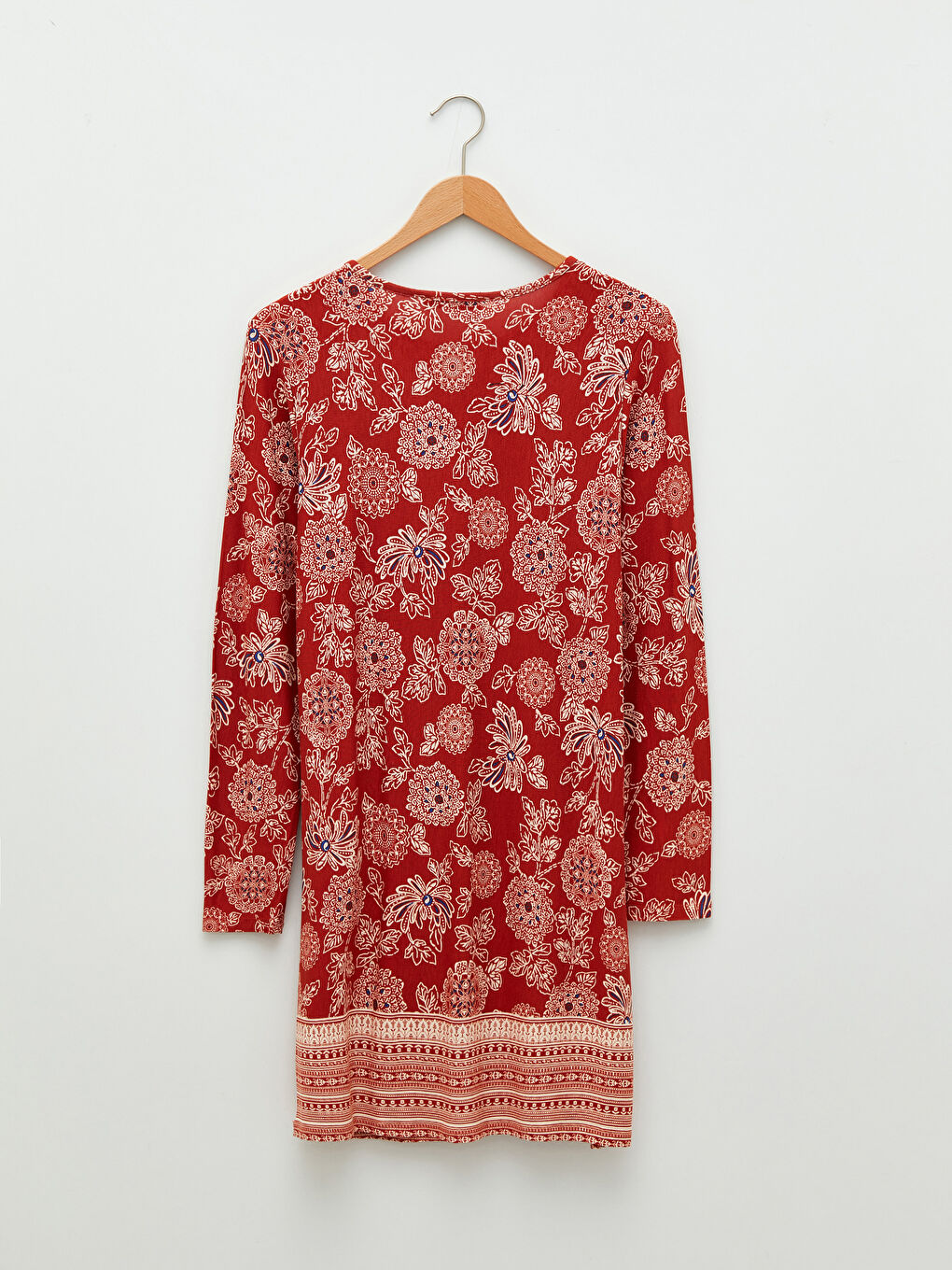 Kahverengi Bisiklet Yaka Desenli Uzun Kollu Kadın Tunik-6