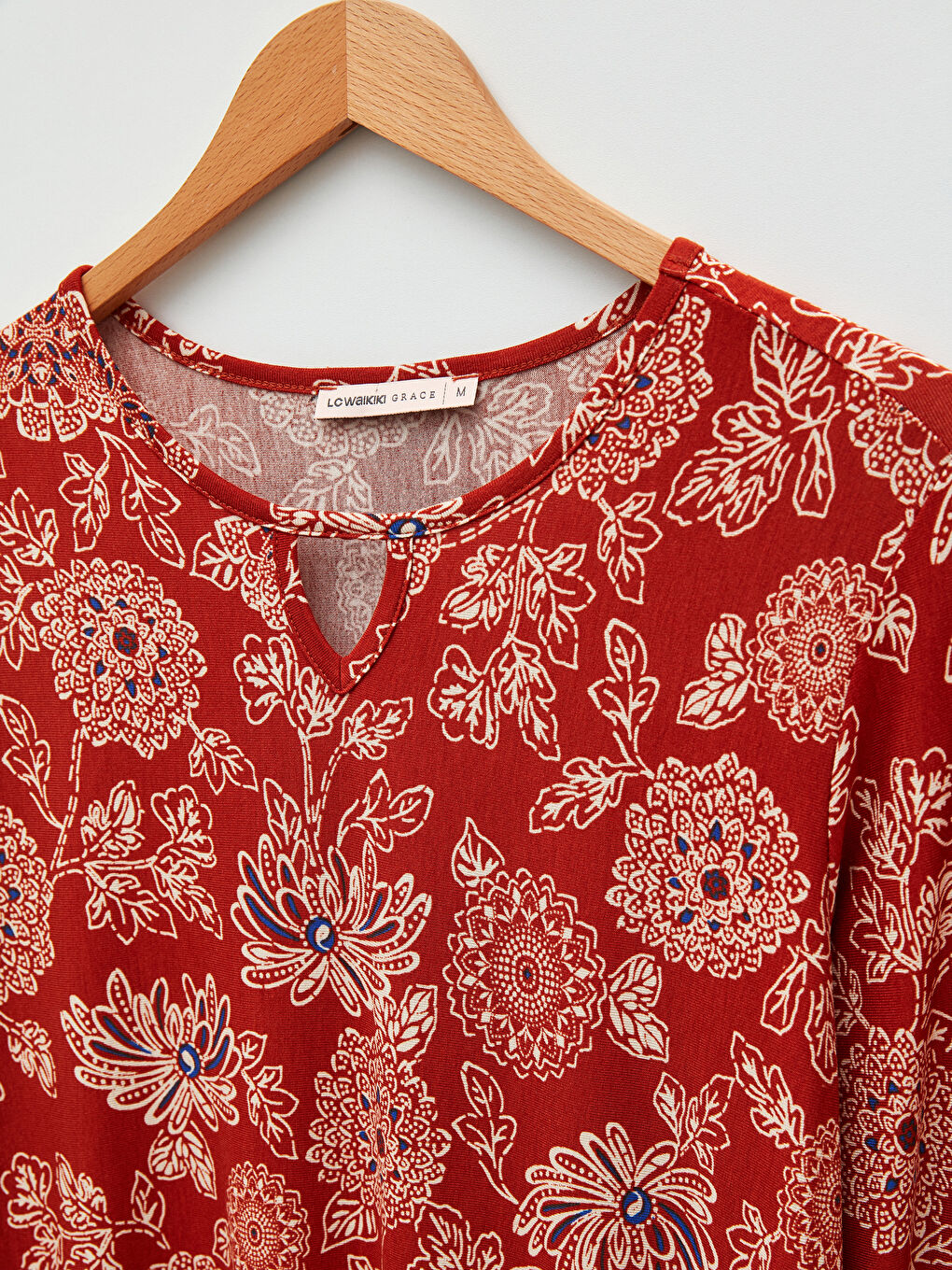 Kahverengi Bisiklet Yaka Desenli Uzun Kollu Kadın Tunik-7