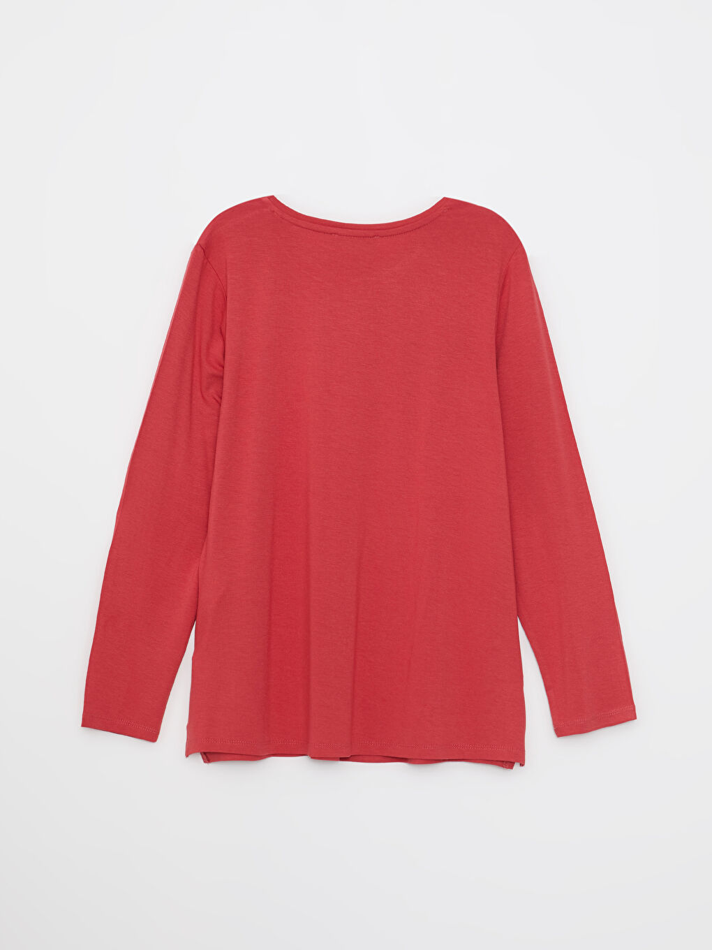 Kırmızı Bisiklet Yaka Parlak Taşlı Uzun Kollu Kadın Tişört-7