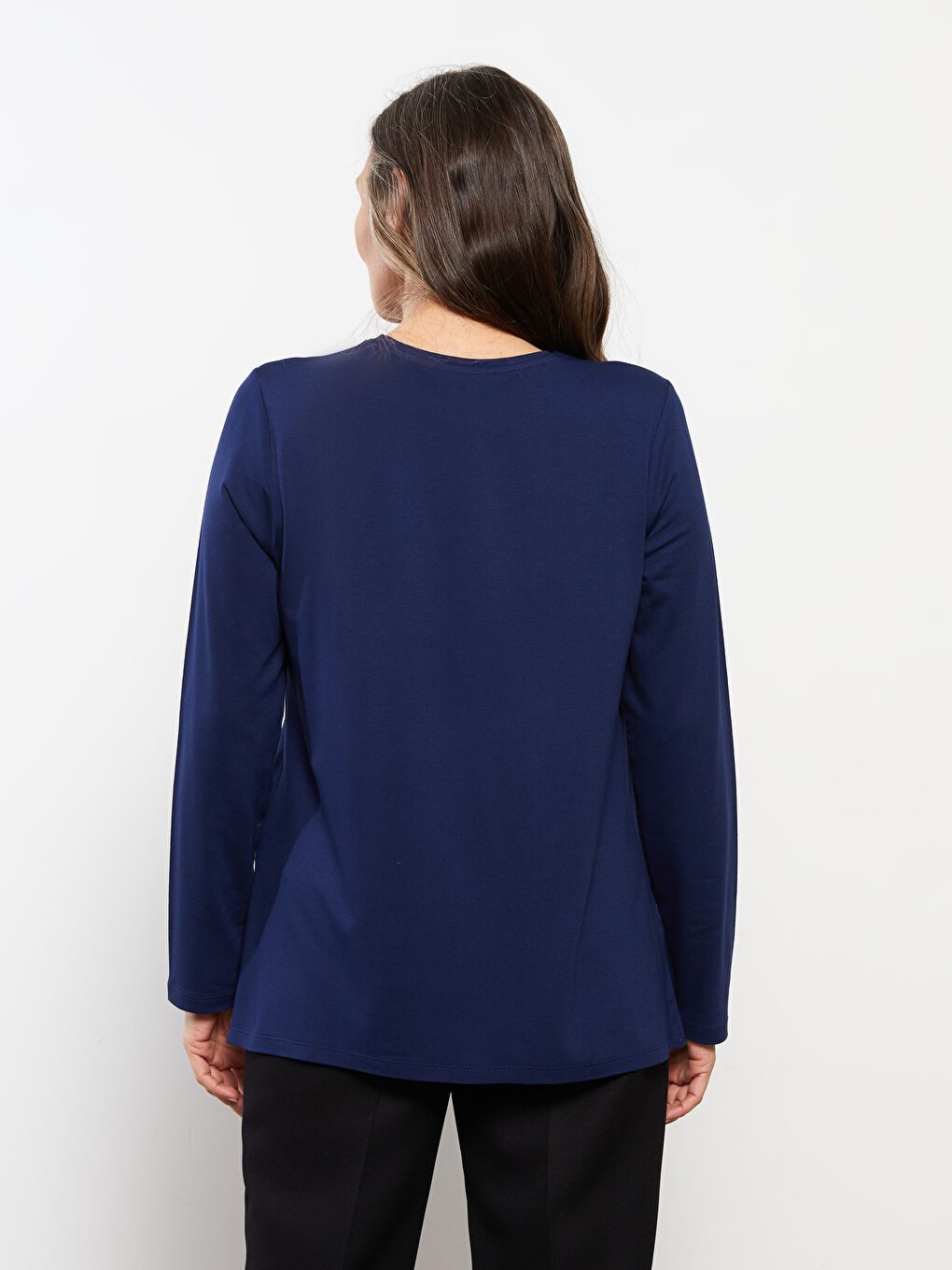 Crew Neck Shiny Stone Printed Long Sleeve Women's T-Shirt-4