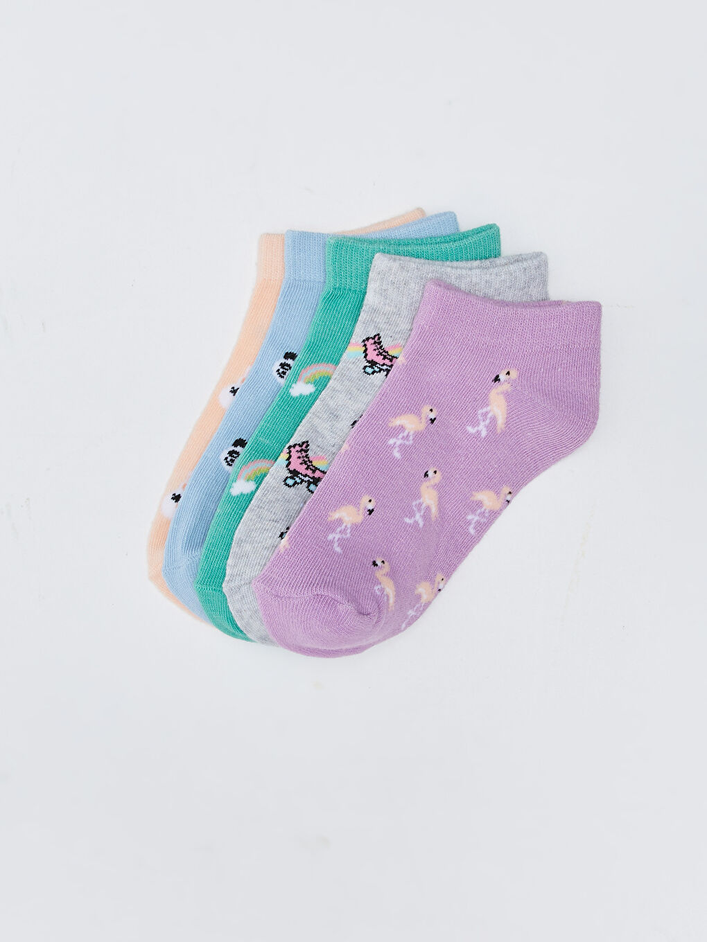 Patterned Girls' Trainer Socks 5 Pack