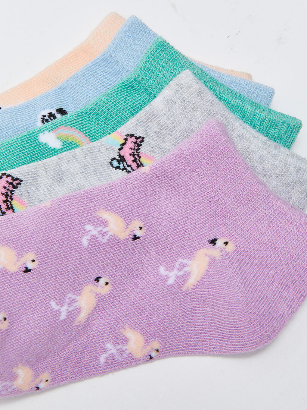 Patterned Girls' Trainer Socks 5 Pack-2
