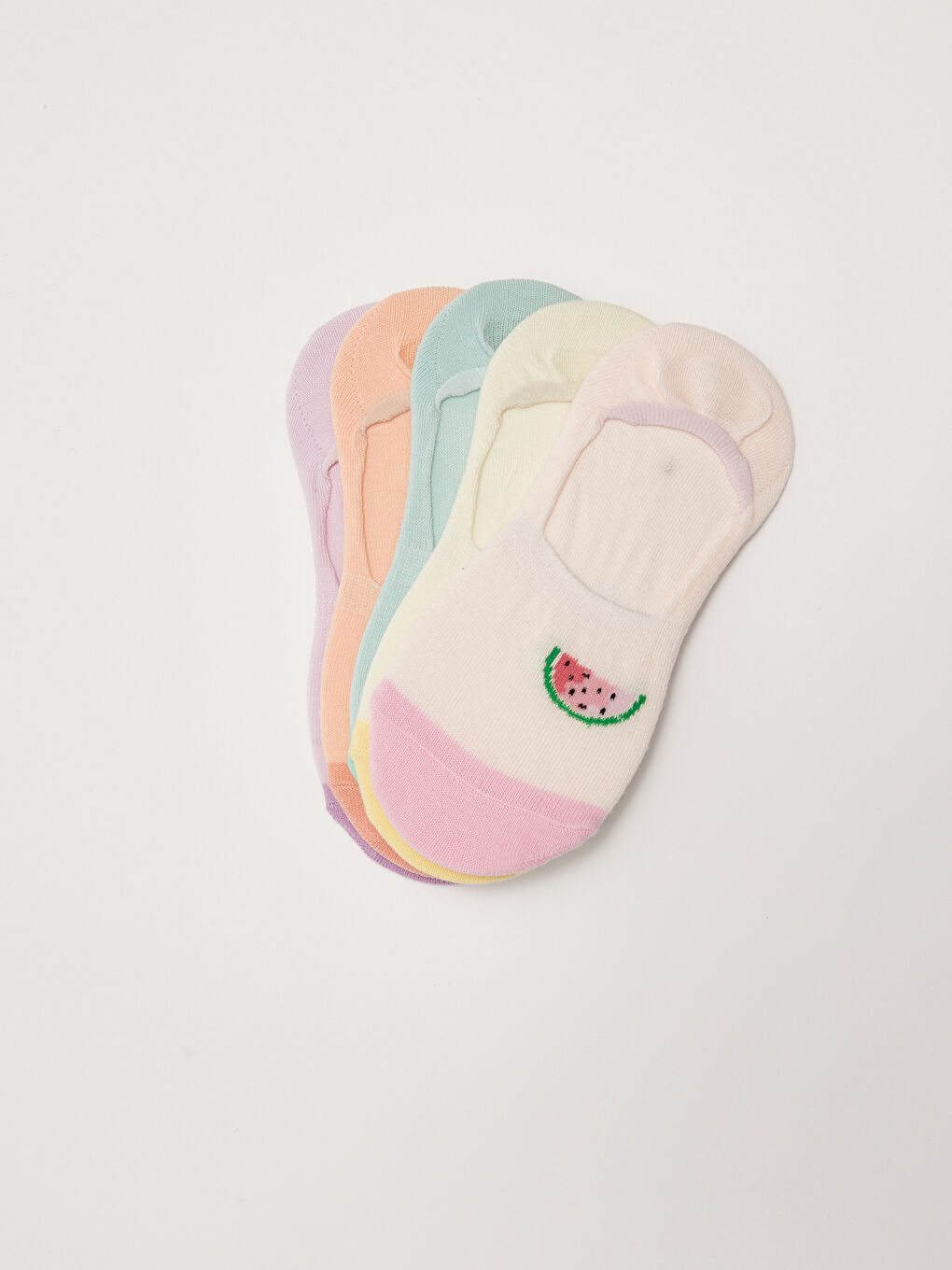 Pembe Desenli Kız Çocuk Babet Çorap 5'li