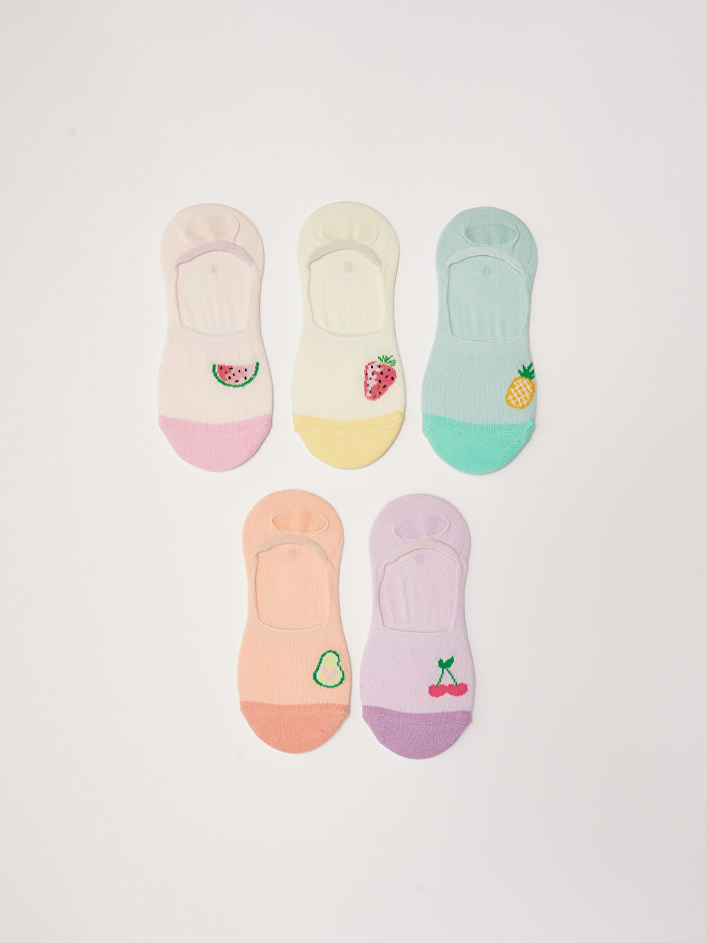 Pembe Desenli Kız Çocuk Babet Çorap 5'li-1
