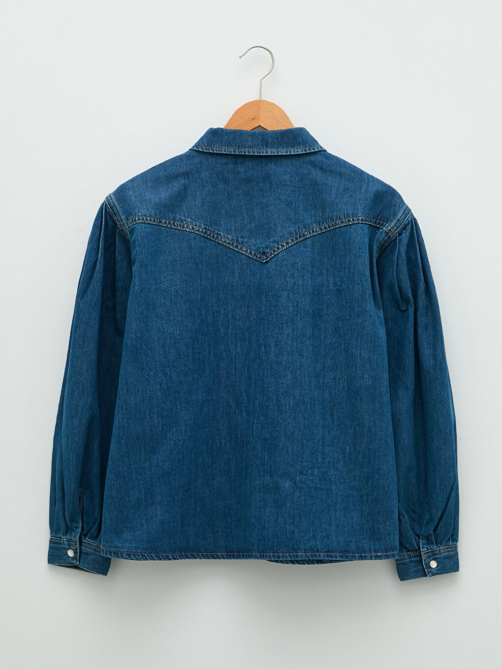 Închidere Frontală cu Nasturi Dreaptă Mânecă Lungă Geacă Cămașă din Blugi pentru Femei-7