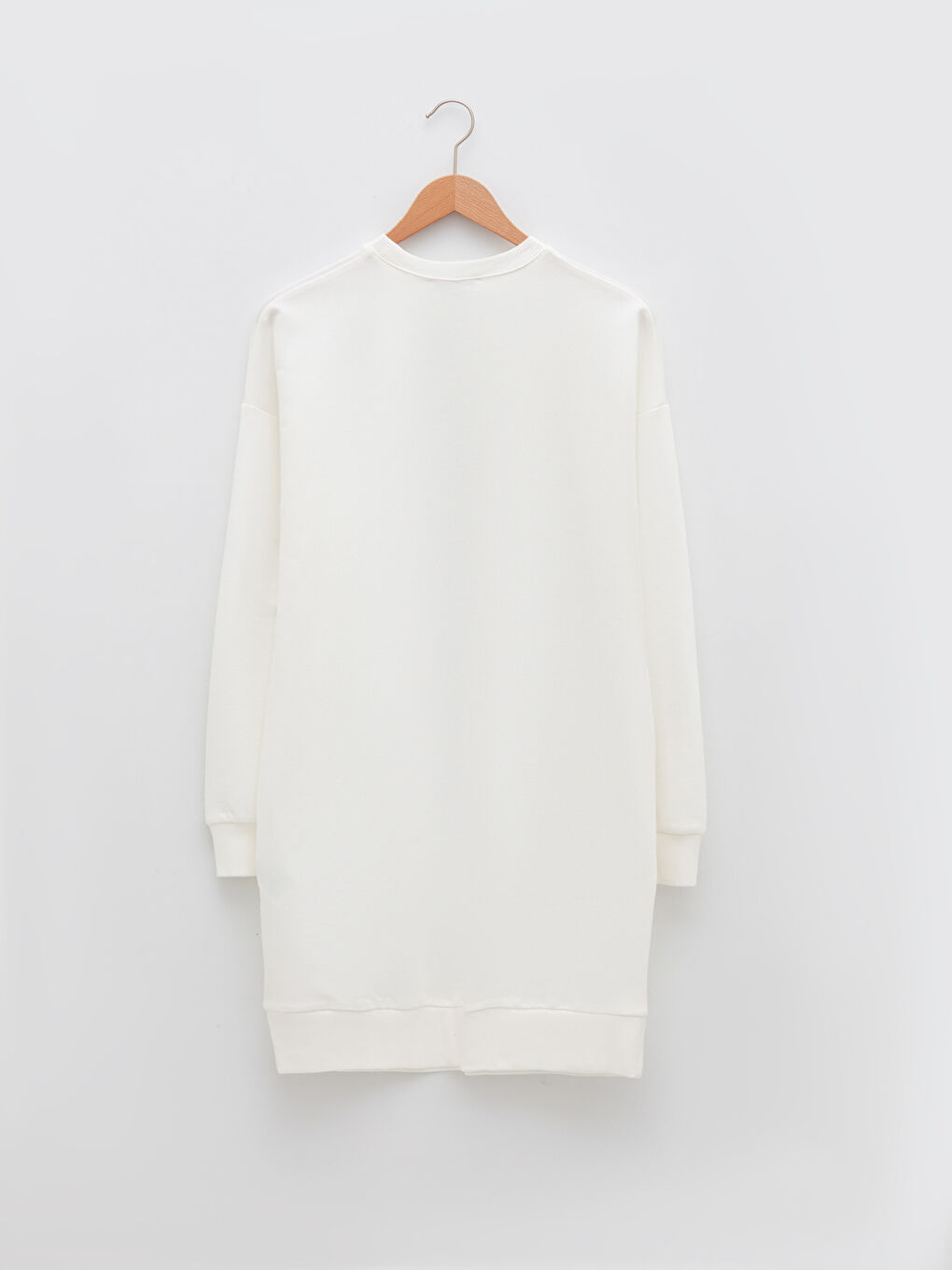 تونيك سويتشيرت واسع كم طويل مطبوع بياقة دائرية للسيدات-6