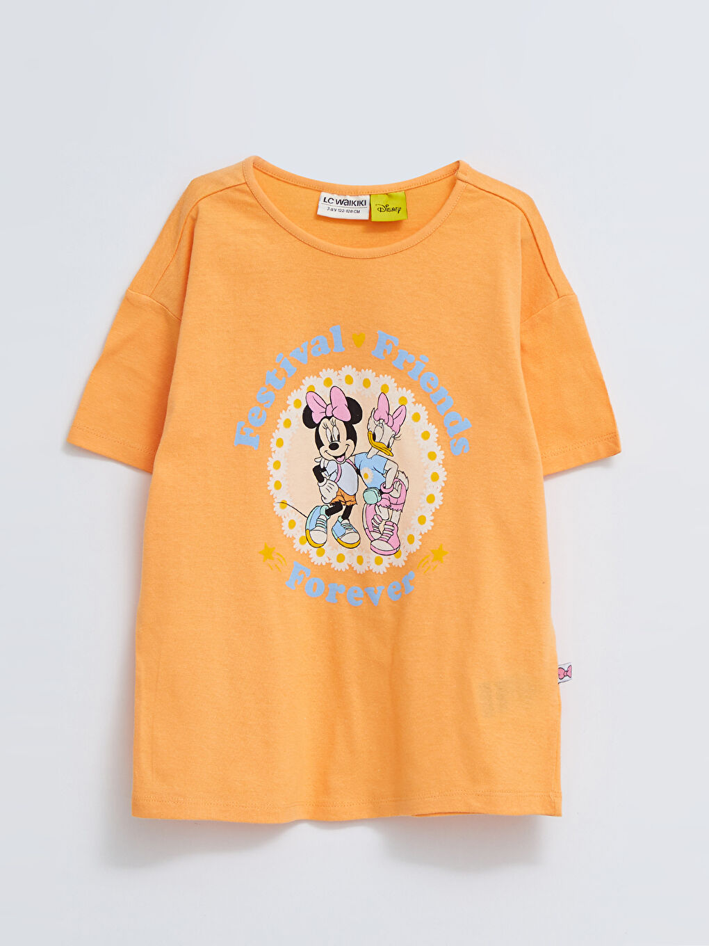Футболка с круглым вырезом, принтом Минни Маус и Дейзи Дак, коротким рукавом для девочек