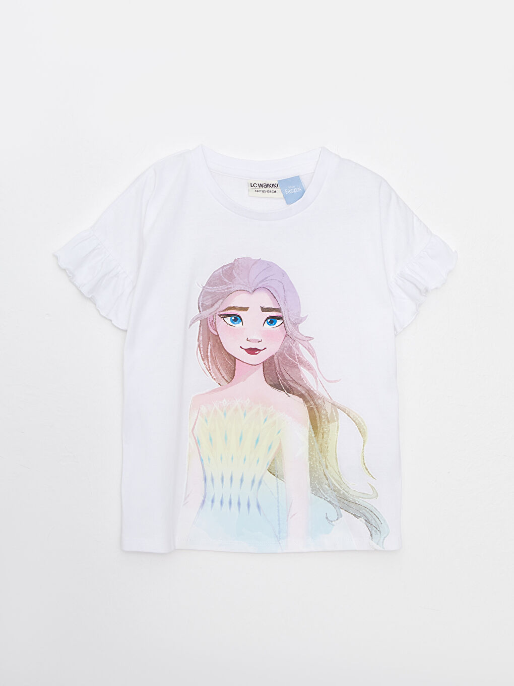 Футболка с круглым вырезом, принтом Эльзы и коротким рукавом для девочек