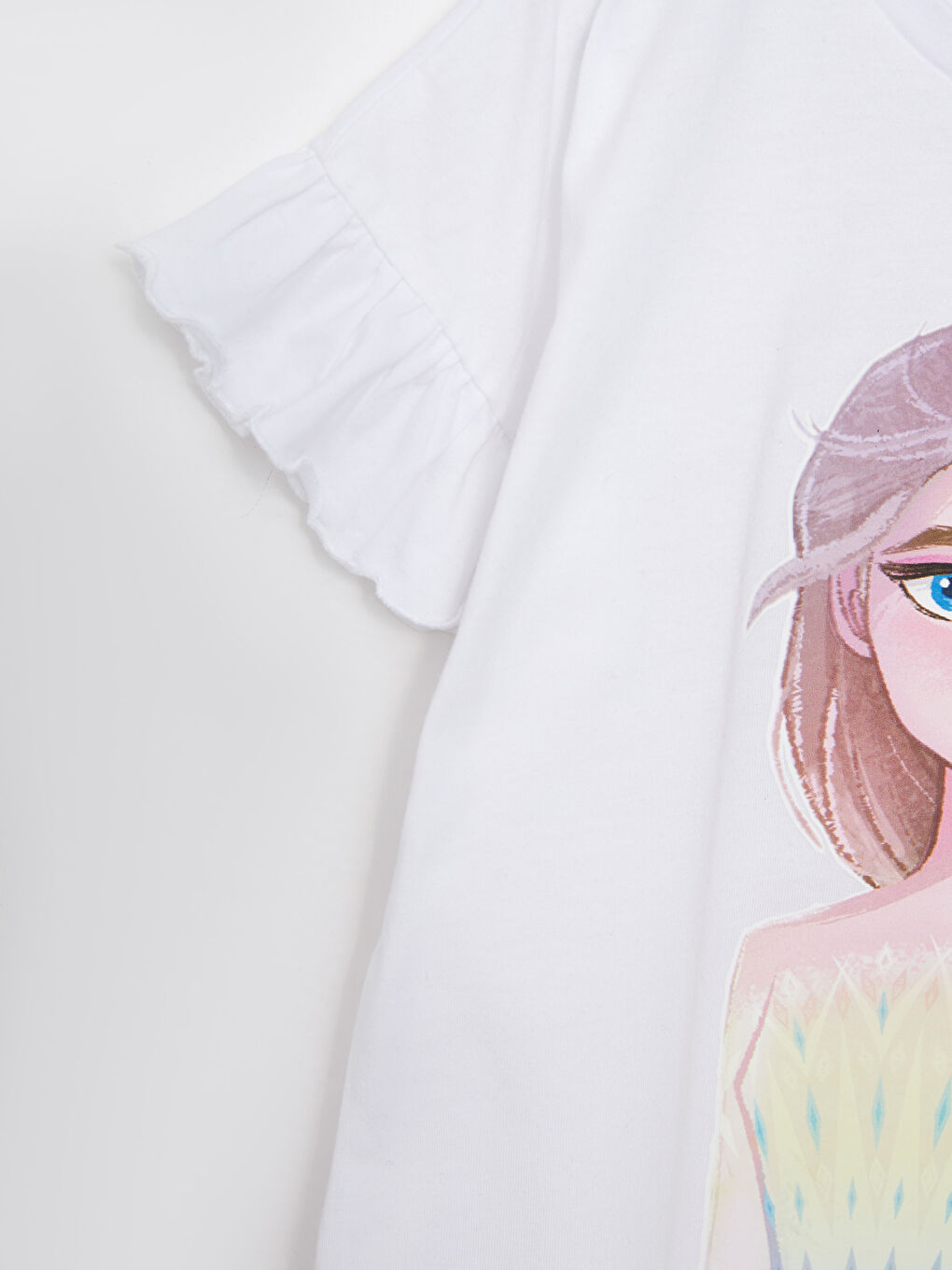 Футболка с круглым вырезом, принтом Эльзы и коротким рукавом для девочек-2