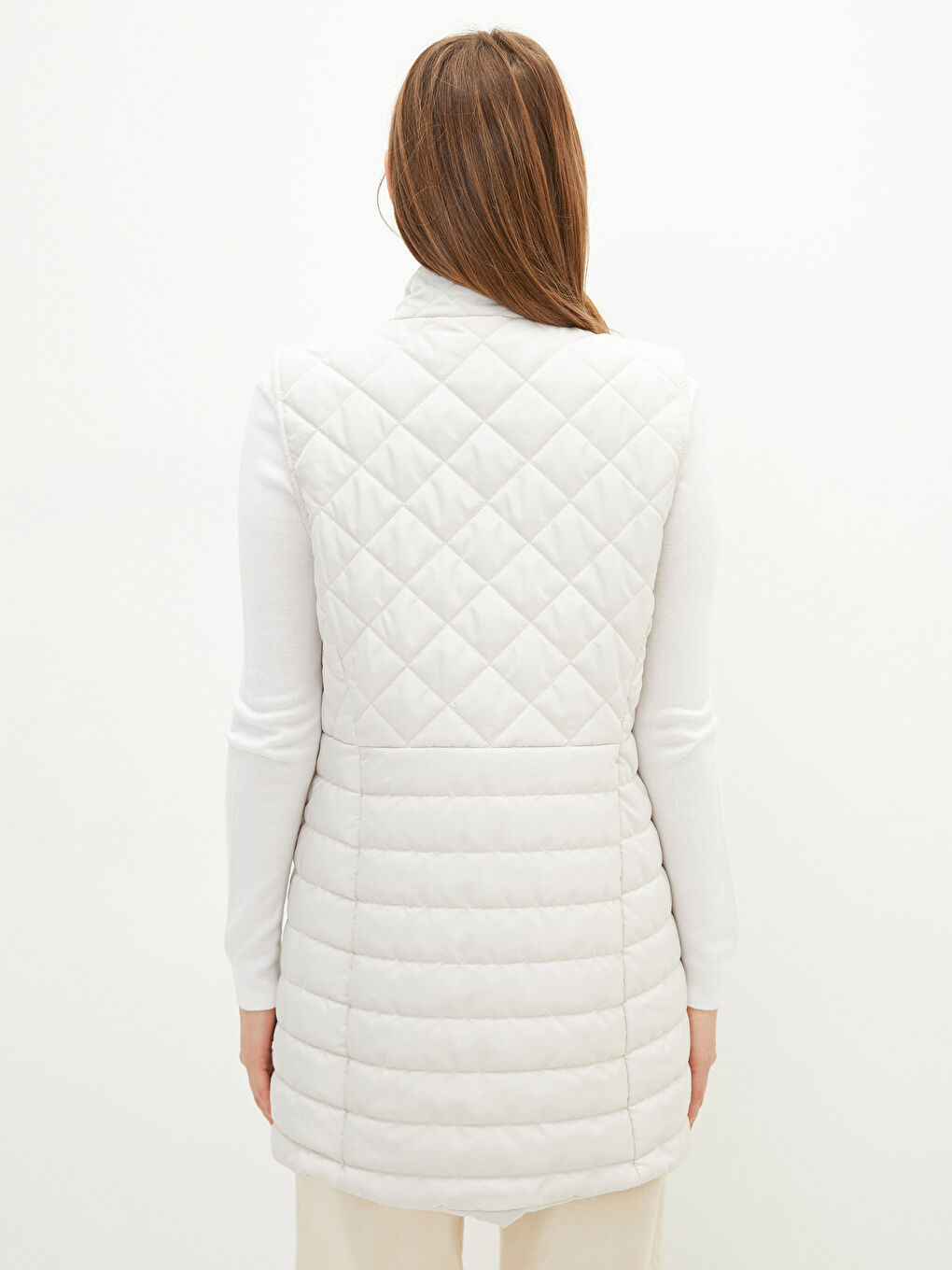 Funnel Neck Quilted Women's Puffer Gilet-5