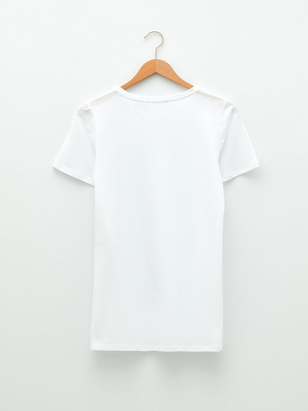 Beyaz Bisiklet Yaka Düz Kısa Kollu Pamuklu Hamile Tişört-6