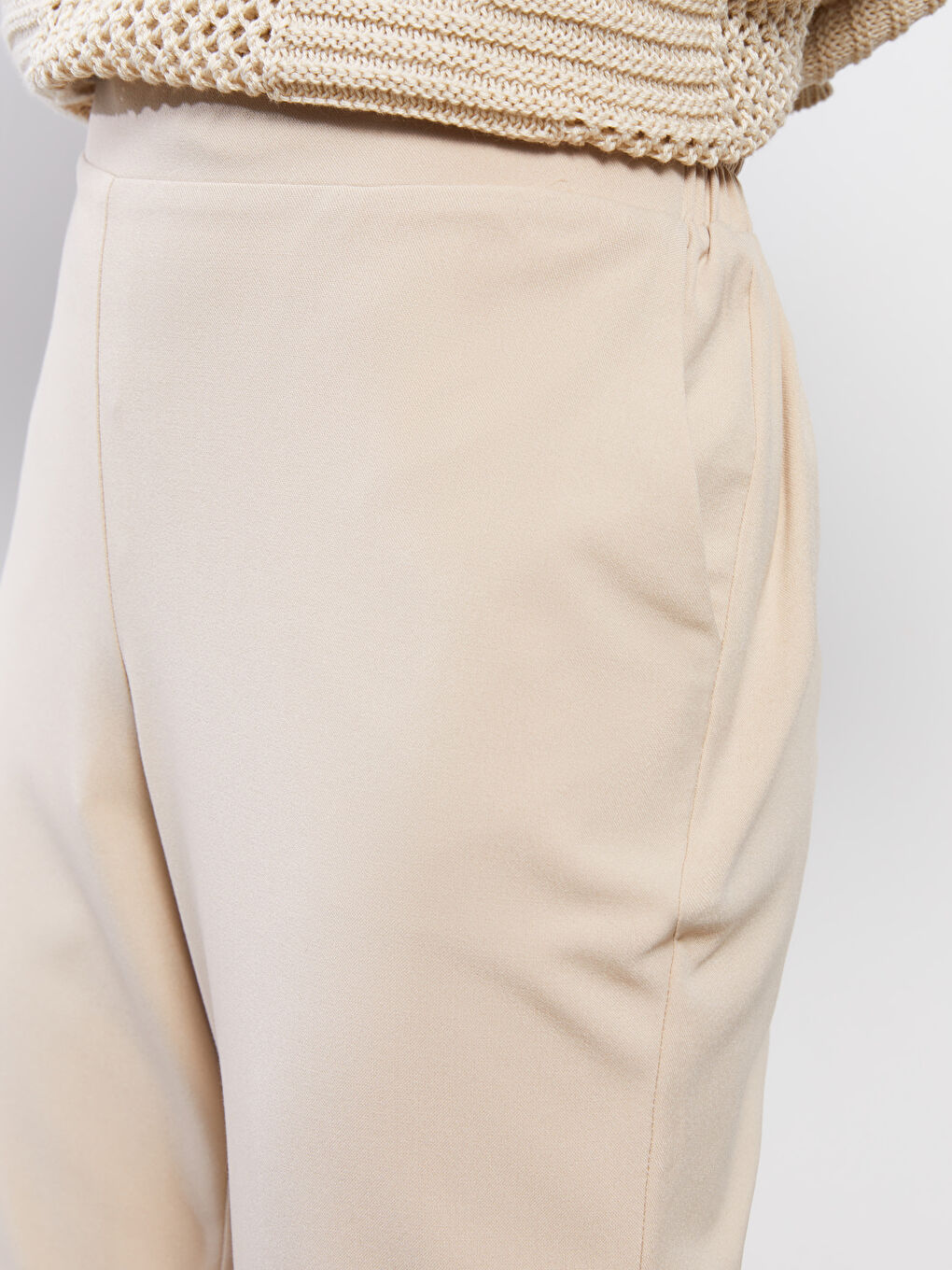 Әйелдерге арналған созылмалы белді кең үлгідегі өрнексіз шалбар-3