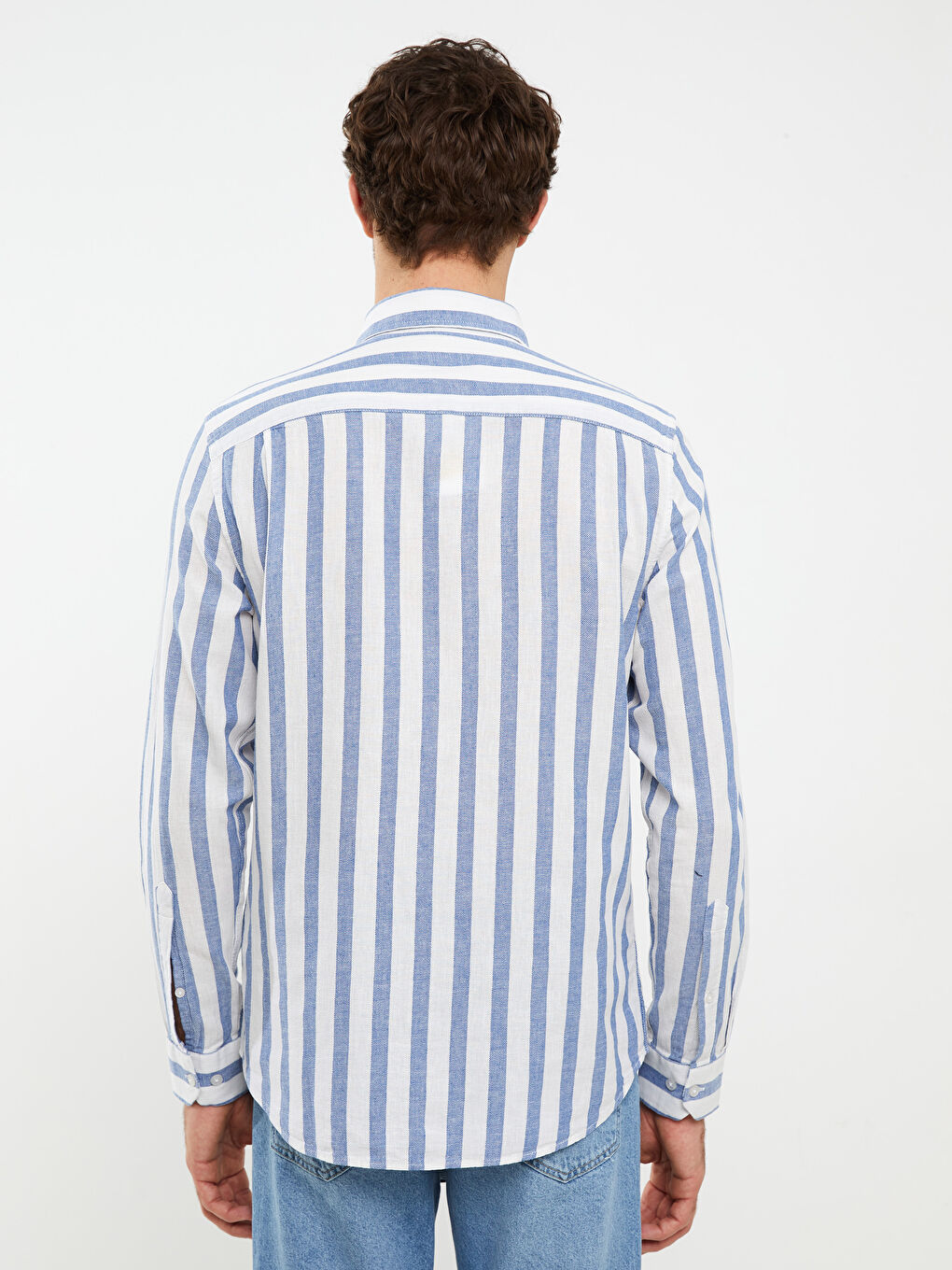 İndigo Regular Fit Uzun Kollu Çizgili Erkek Gömlek-4