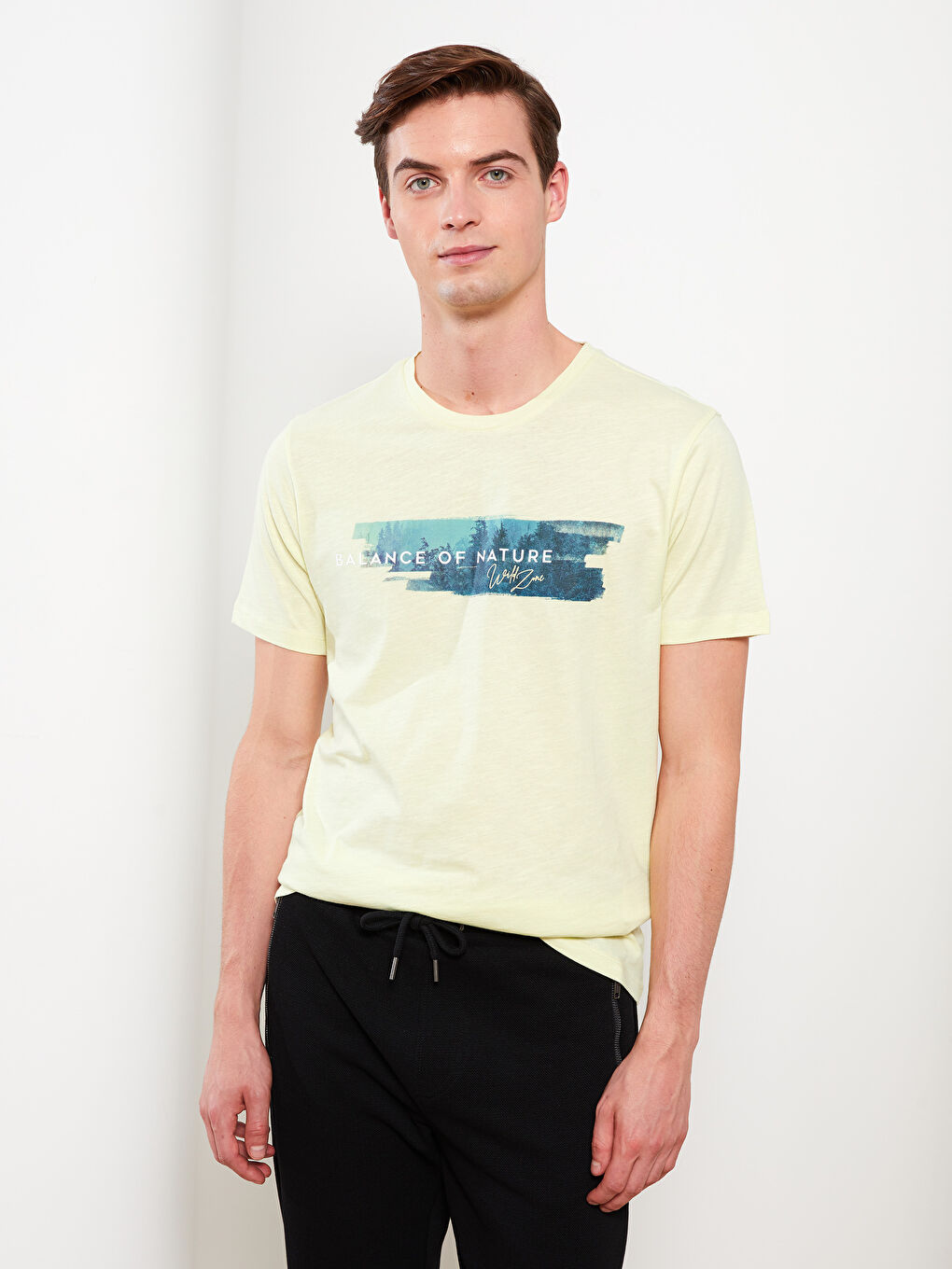 Yeşil Bisiklet Yaka Kısa Kollu Baskılı Penye Erkek Tişört