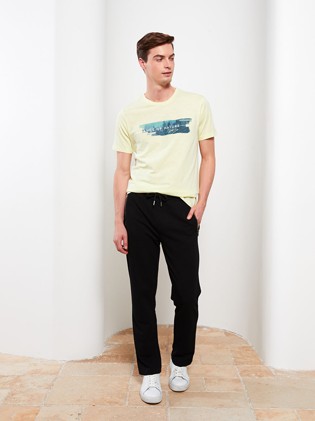 Yeşil Bisiklet Yaka Kısa Kollu Baskılı Penye Erkek Tişört-1