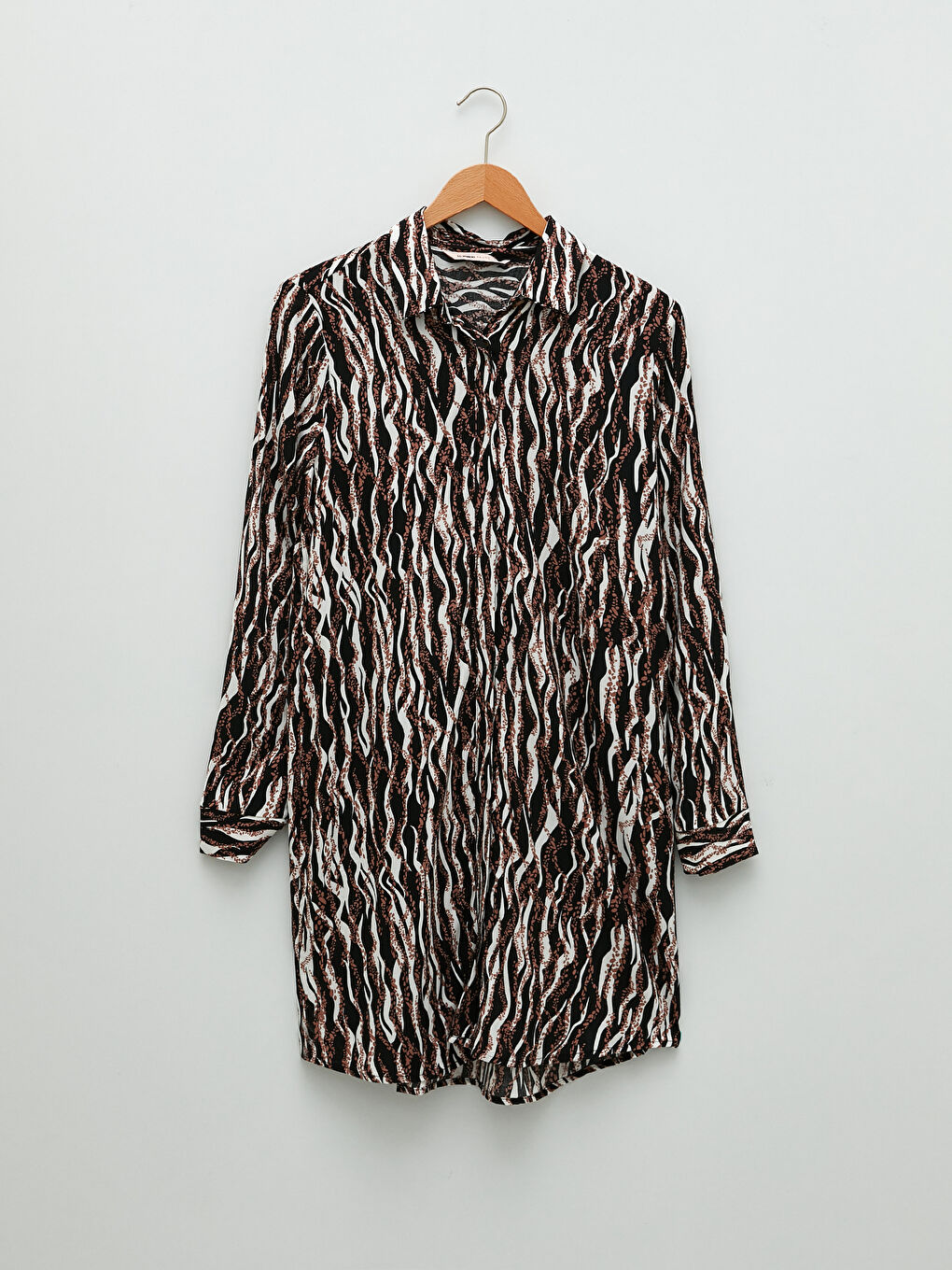 Patterned Long Sleeve Viscose Women's Shirt Tunic-5