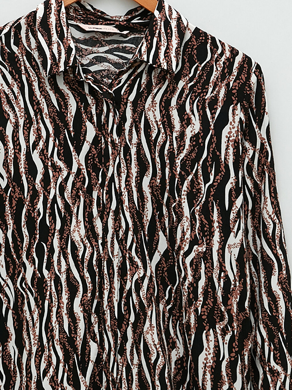 Patterned Long Sleeve Viscose Women's Shirt Tunic-7