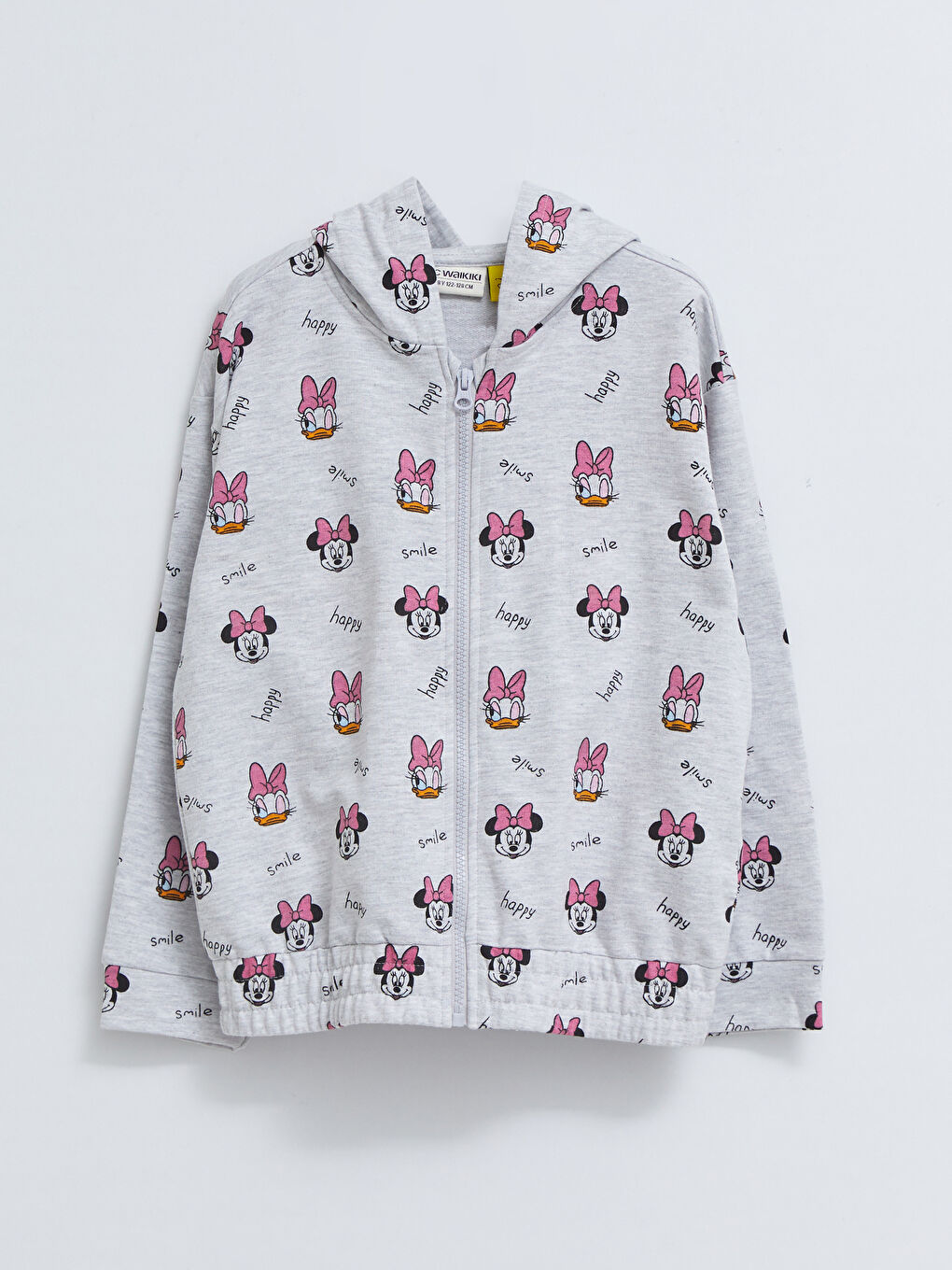 LCW Kids Kapüşonlu Minnie Mouse ve Daisy Duck Baskılı Uzun Kollu Kız Çocuk Fermuarlı Sweatshirt