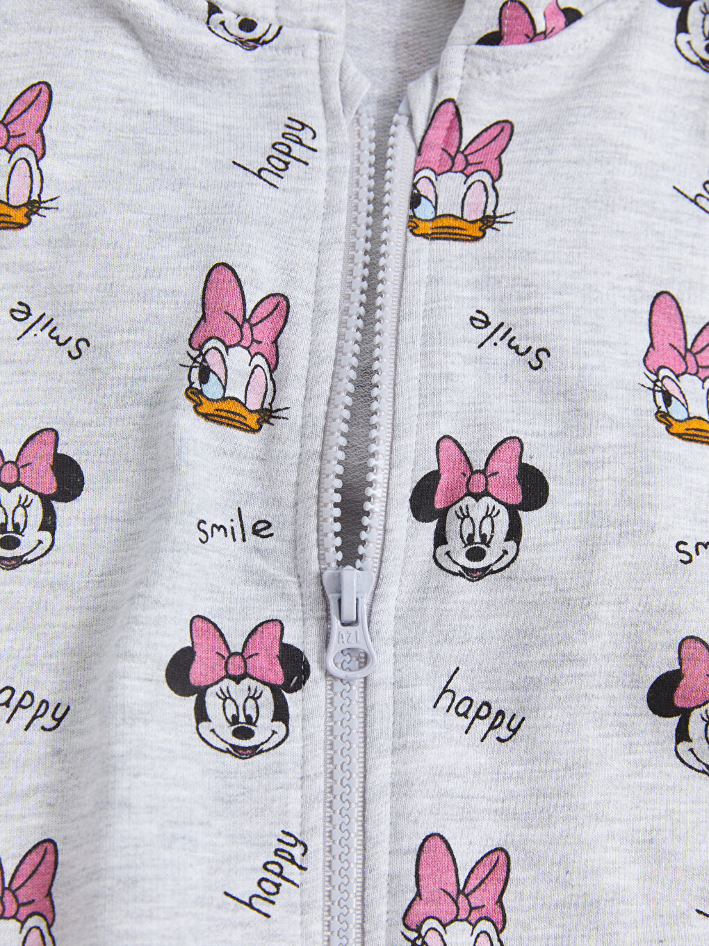 هودي للبنات ميني ماوس وديزي داك مطبوع كم طويل سويت شيرت بسحاب-2