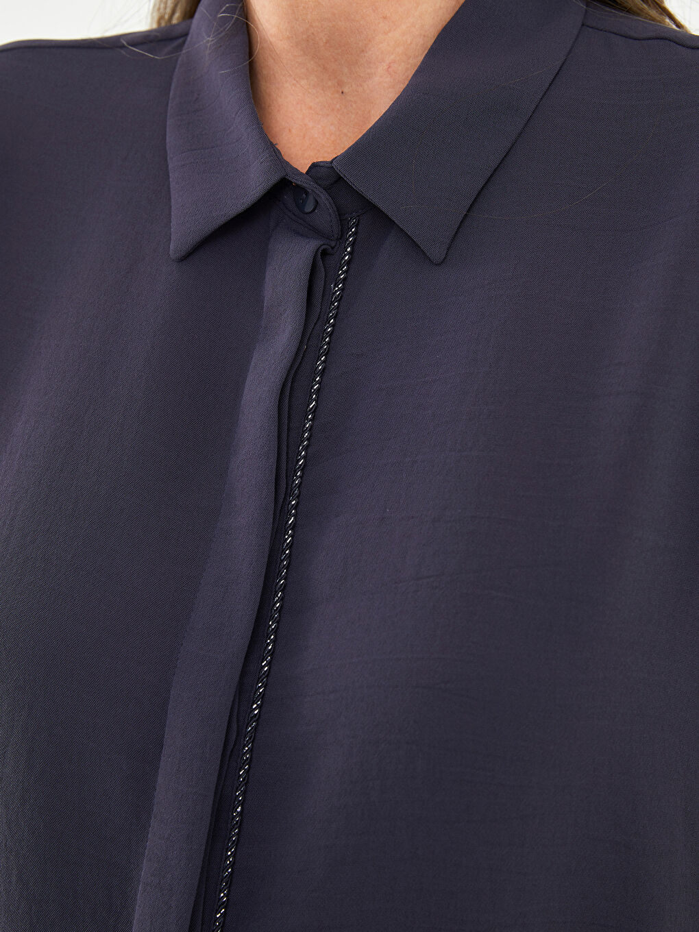 قميص تونيك للسيدات كم طويل سادة-3